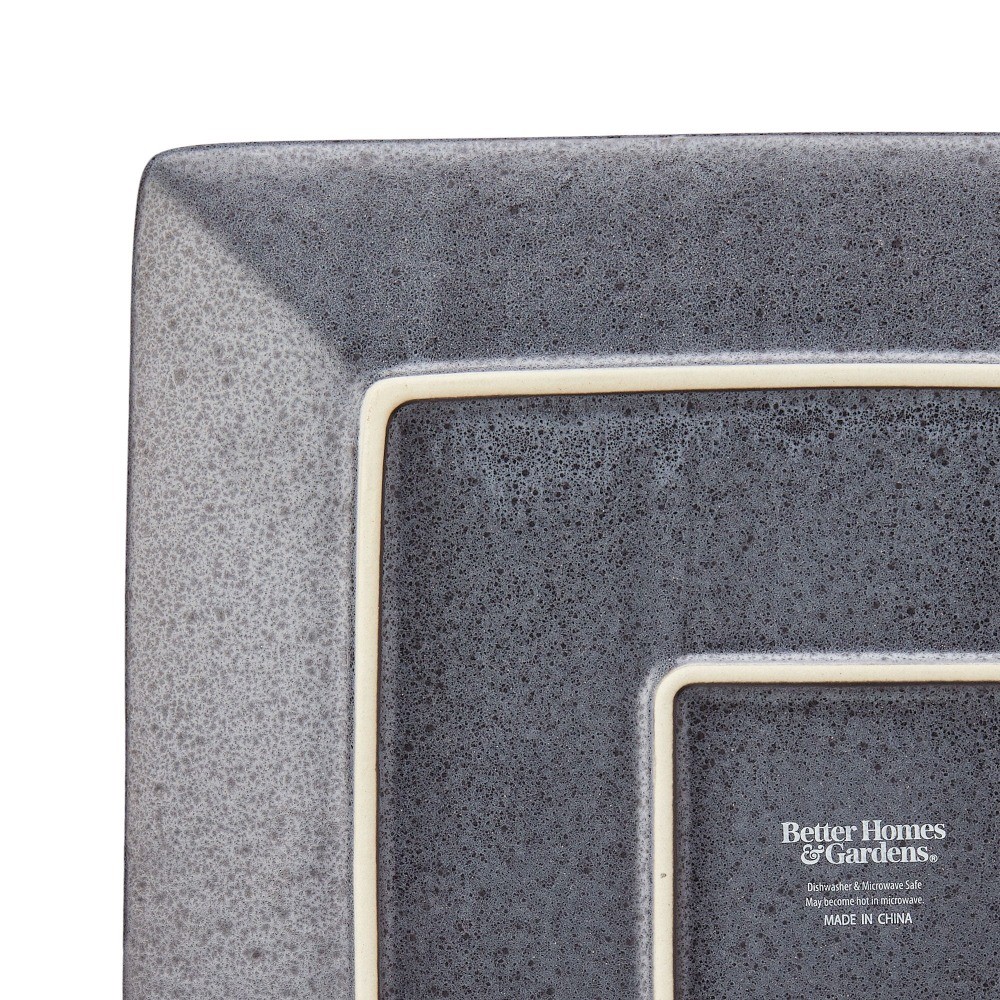 Square Stoneware Dinner Plate Set of 4 Modern Gray Dining Plates