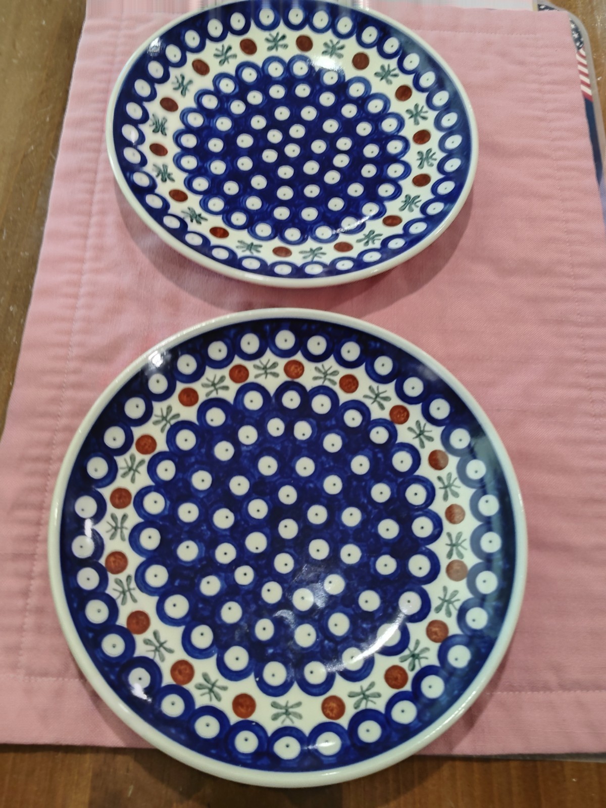 Manufatura Boleslawiec Polish Pottery Plate 7.25″ D Blue Red Green Salad/Dessert