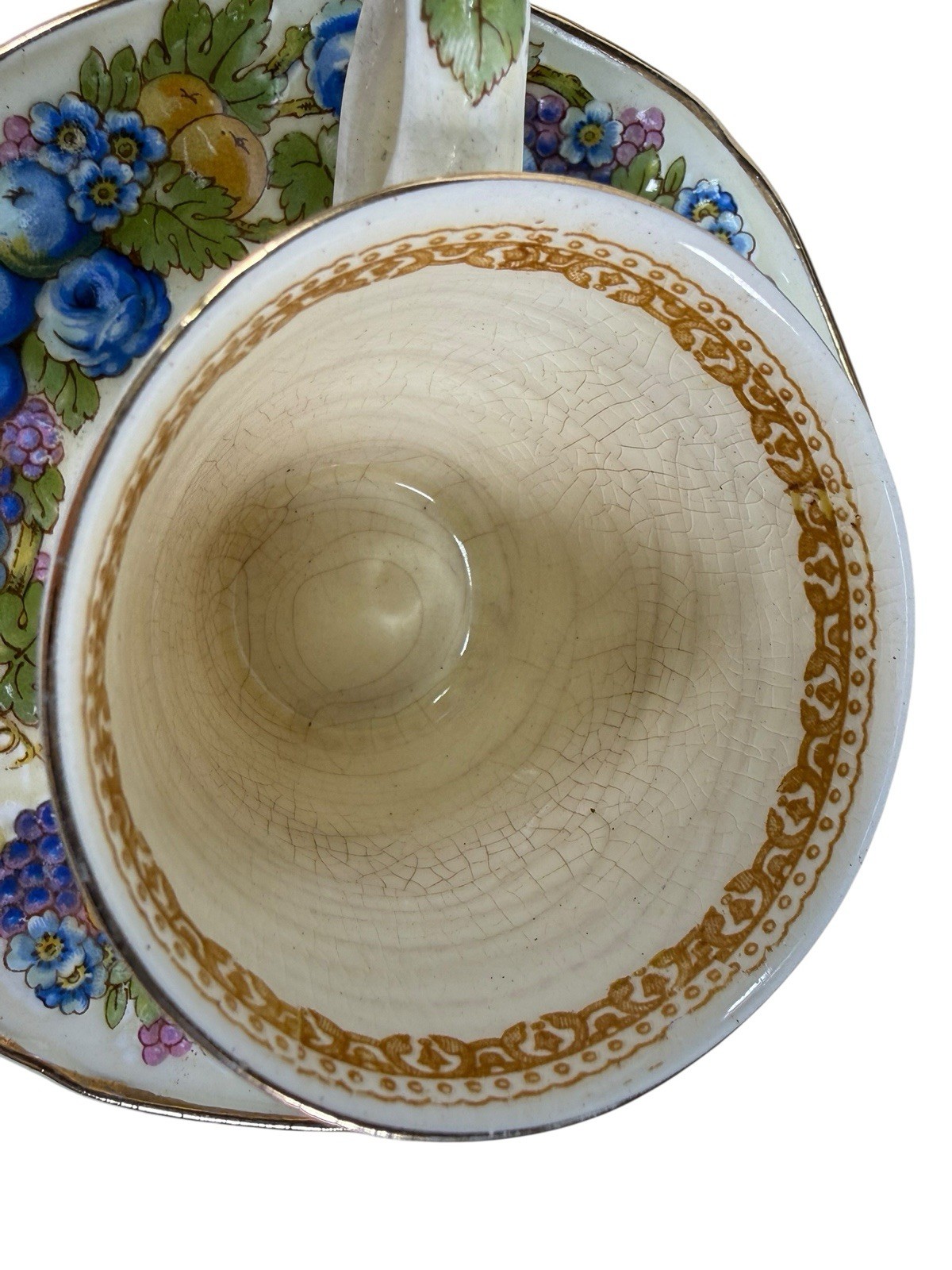 Vintage Crown Ducal Florentine Tea Set of 6 Cups & Saucers Made in England 1954