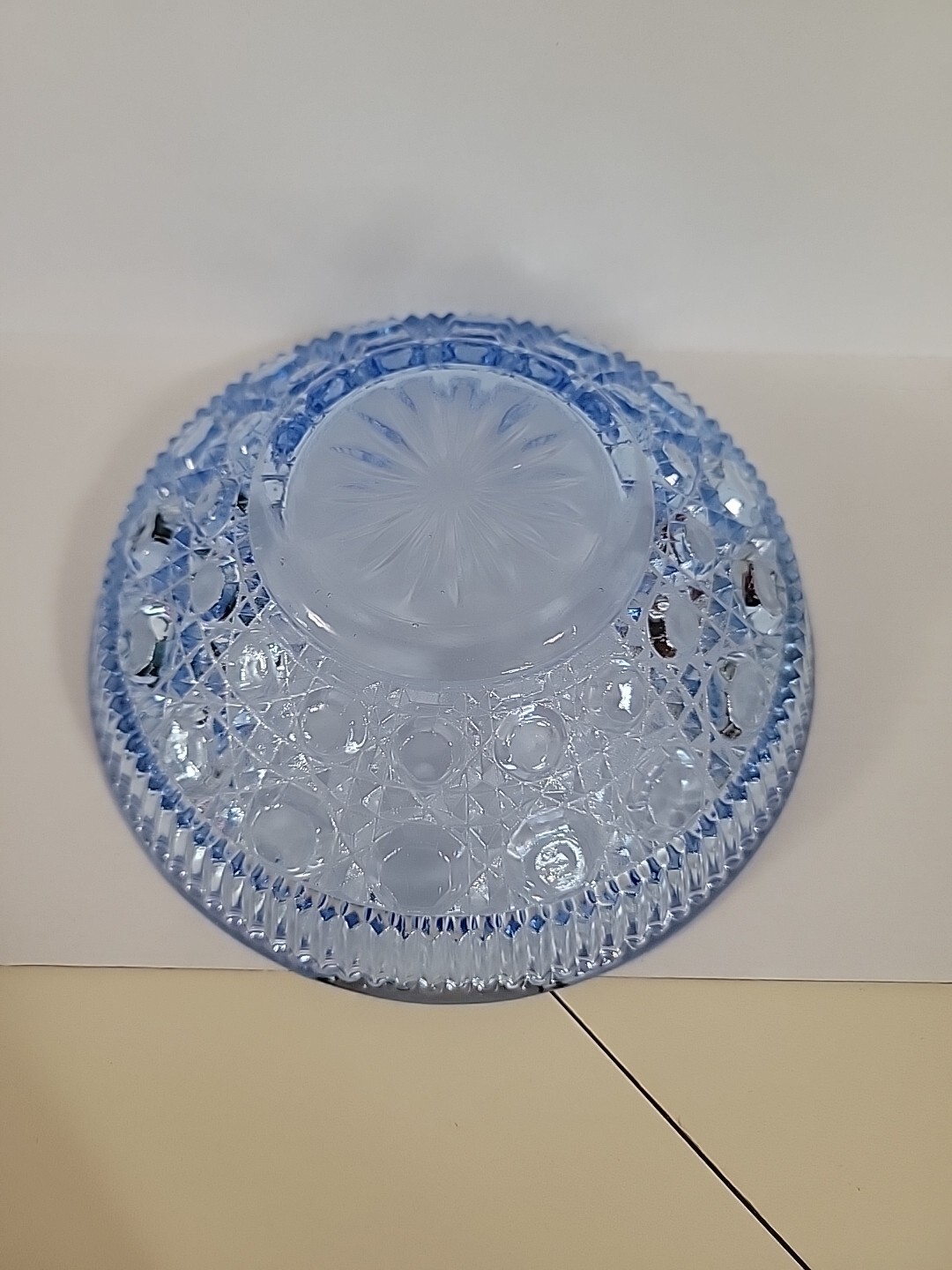 Indiana Glass 7.5 Inches Round Windsor Covered Candy Dish Blue Button Pattern