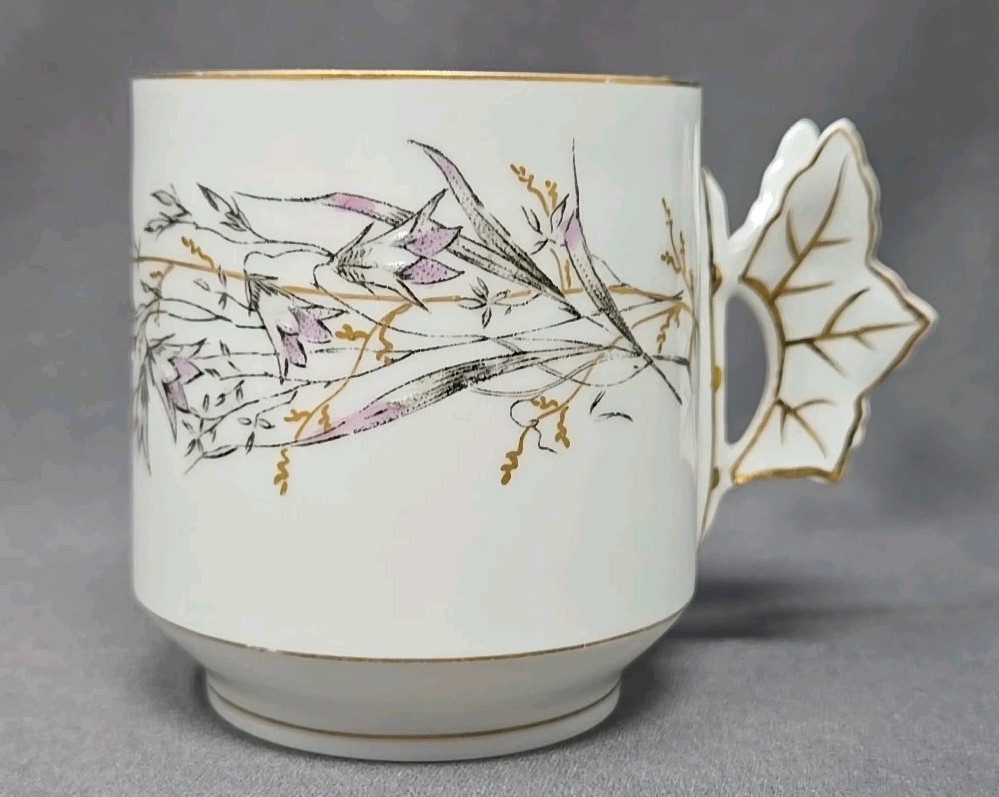 Charles Field Haviland Limoges Leaf Handle Demitasse Cup & Saucer 1868-81