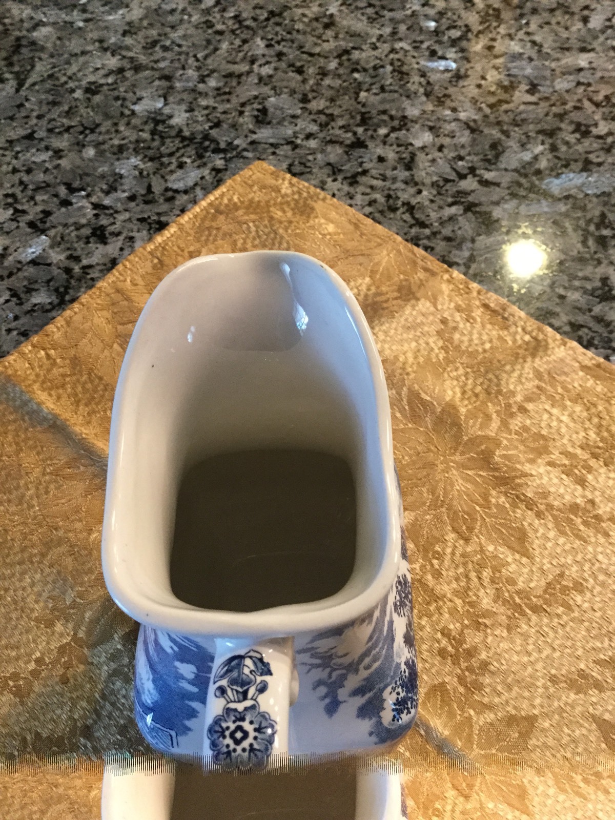 Staffordshire LIBERTY BLUE Pitcher 7.75 in. Old North Church Ironstone White