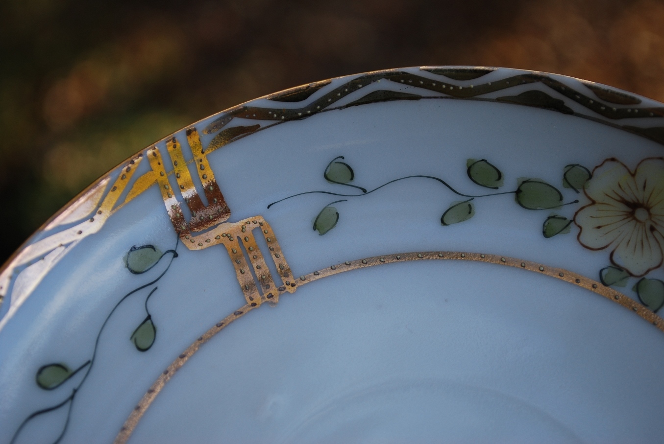 Antique Pre-1900 GOLD MORIAGE Set 4 TEACUPS w 4 SAUCERS Hand Painted Porcelain