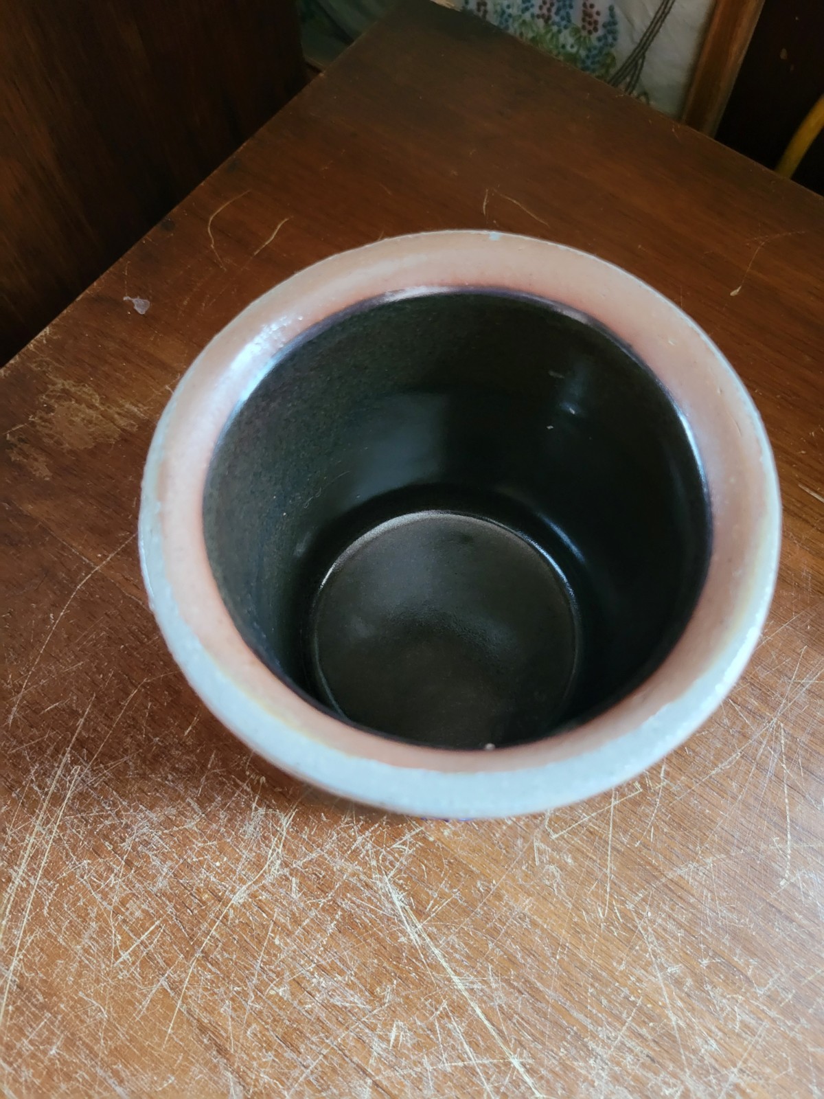 Salmon Falls Stoneware Salt Glaze Small Crock Pot with Blueberry DOWNINGTOWN PA