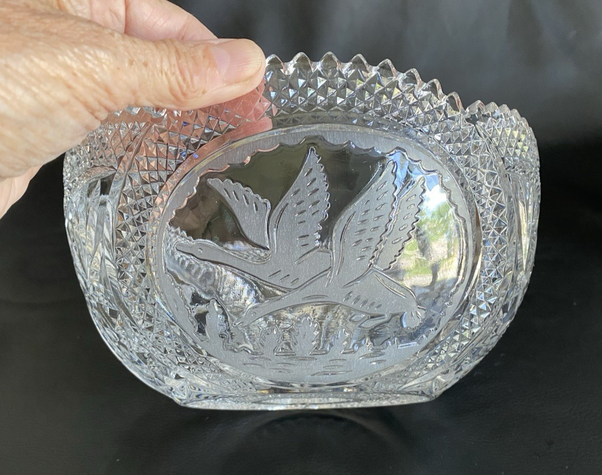 Antique ABP American Brilliant Period Cut Crystal 8.25″ Bowl Saw-Tooth Edge
