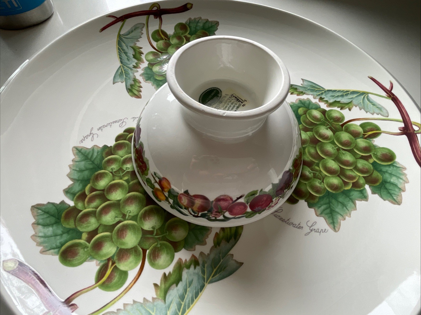 PORTMEIRION VINTAGE Pomona Grape Chip & Dip Round Platter & Bowl 2Pc Set 13.5″