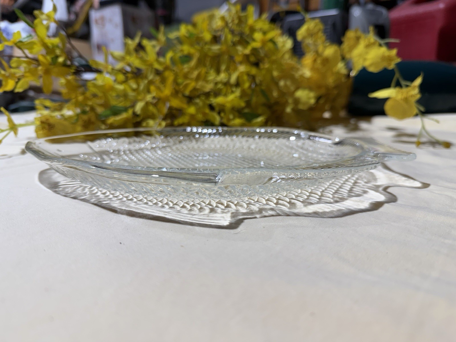 Vintage Clear Glass Fish Shaped Plates – Set of 8 – Mid Century Serving Platters