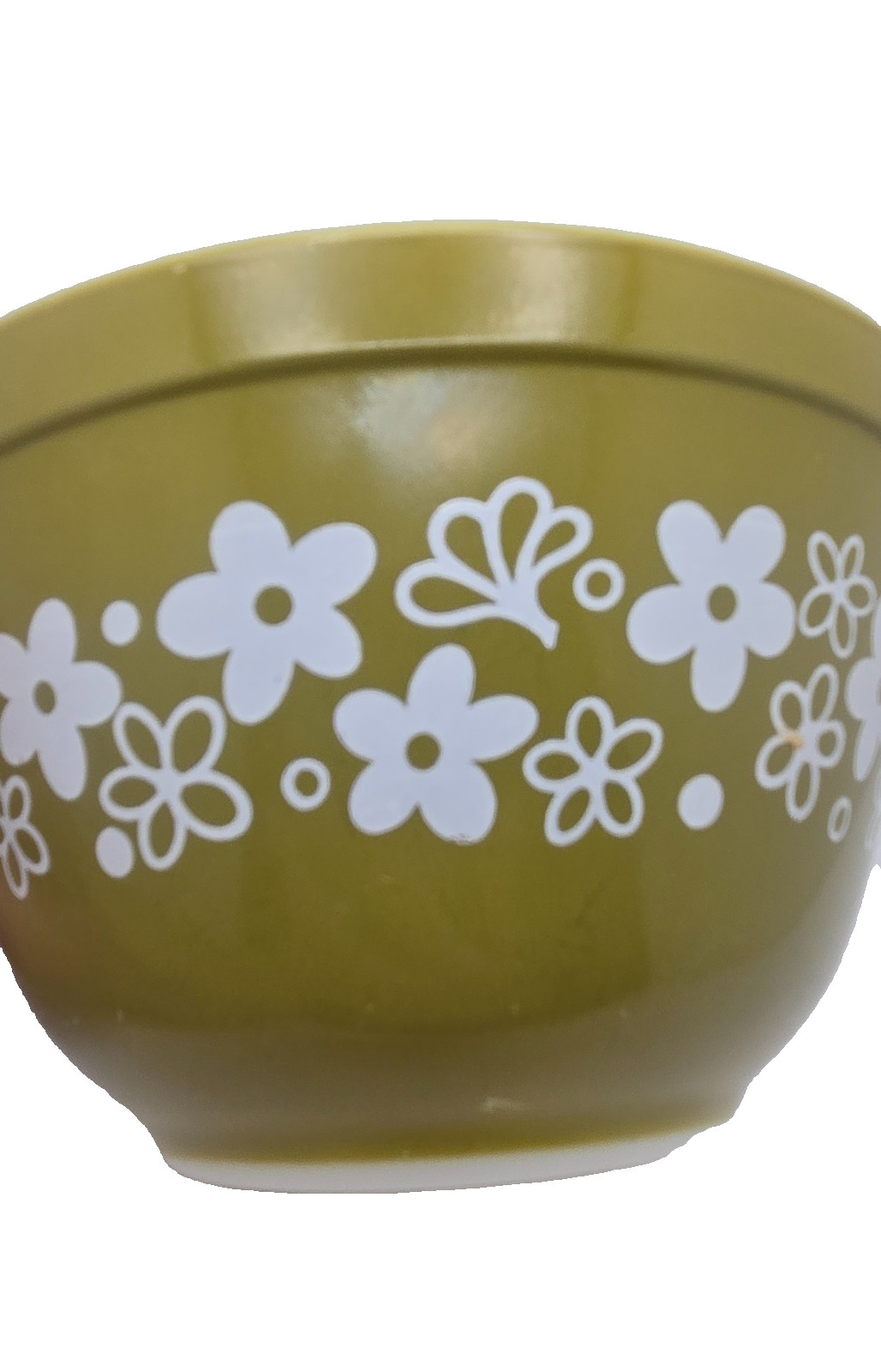 Vintage Pyrex 401 Spring Blossom Green Crazy Daisy 1.5 Pint Mixing Bowl USA