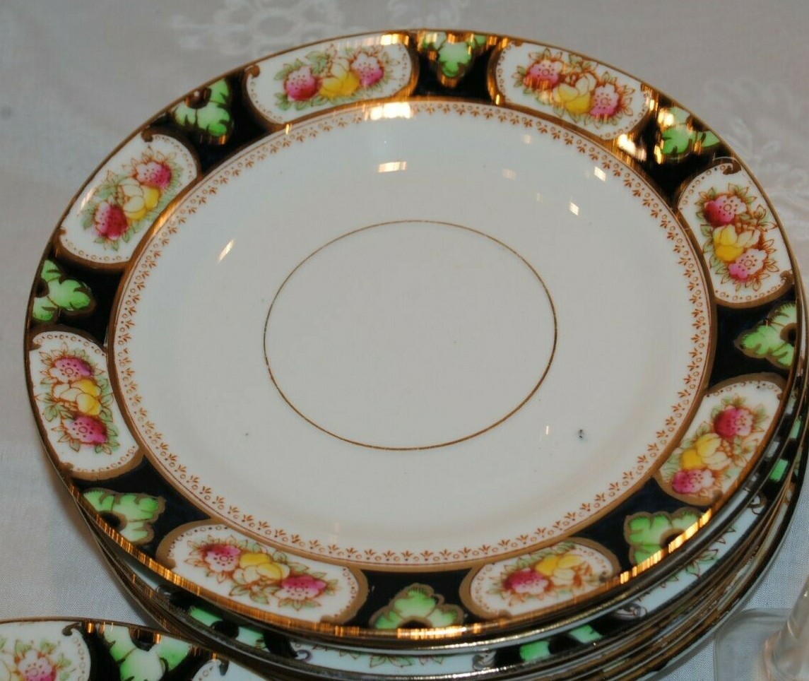 VINTAGE STANDARD CHINA IMARI LOT 6 B&B SIDE PLATES COBALT BLUE RUST ENGLAND
