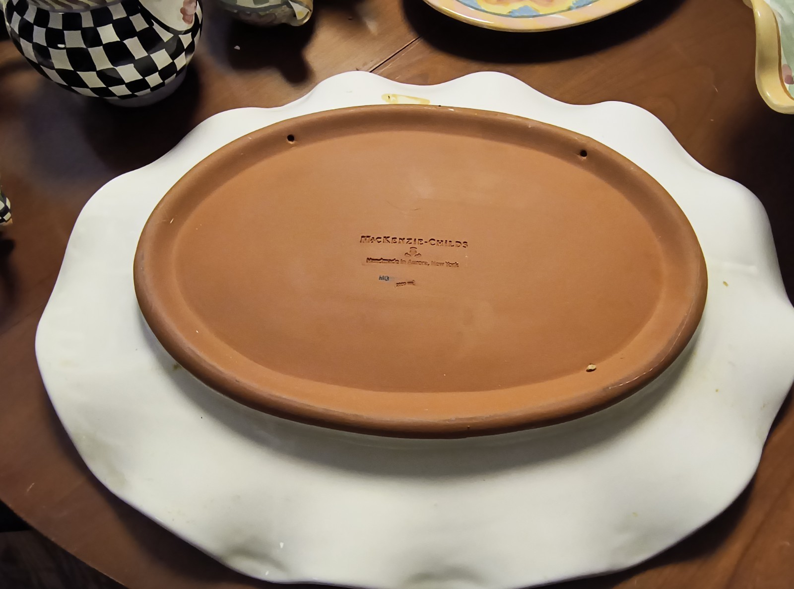 MacKenzie Child’s Large Odd Fellows Platter 21 In By 16 In Retired Pattern