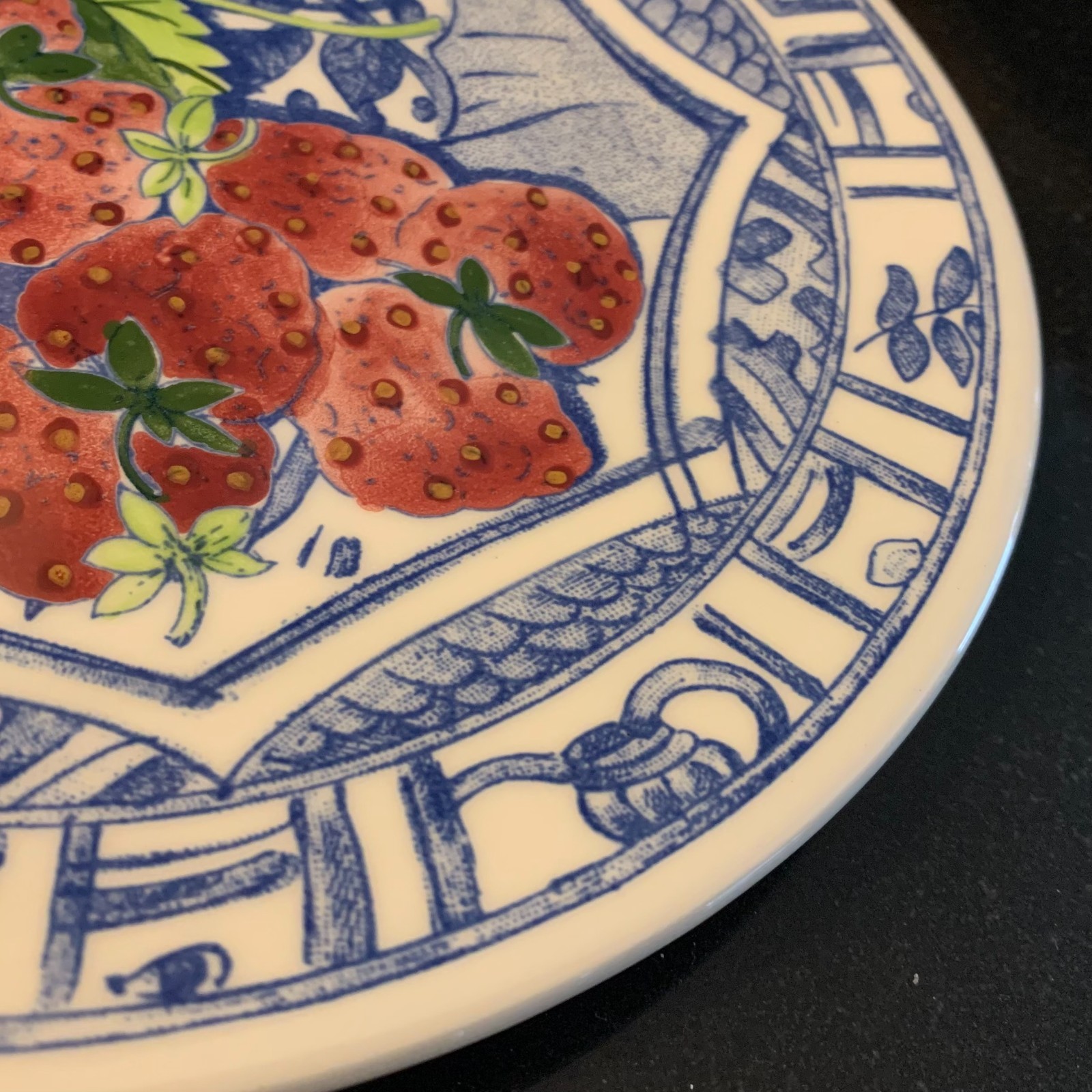 Gien Oiseau Bleu Fruit 8 3/4″ Salad Plate Strawberry France MINT Multiple Avail.