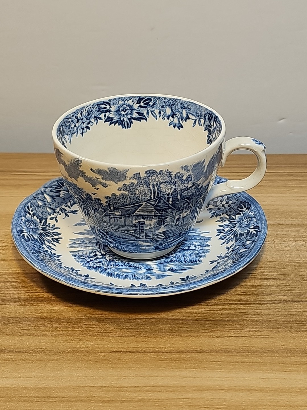 Vtg English Village By Salem China Co. Olde Staffordshire Ironstone Cup & Saucer