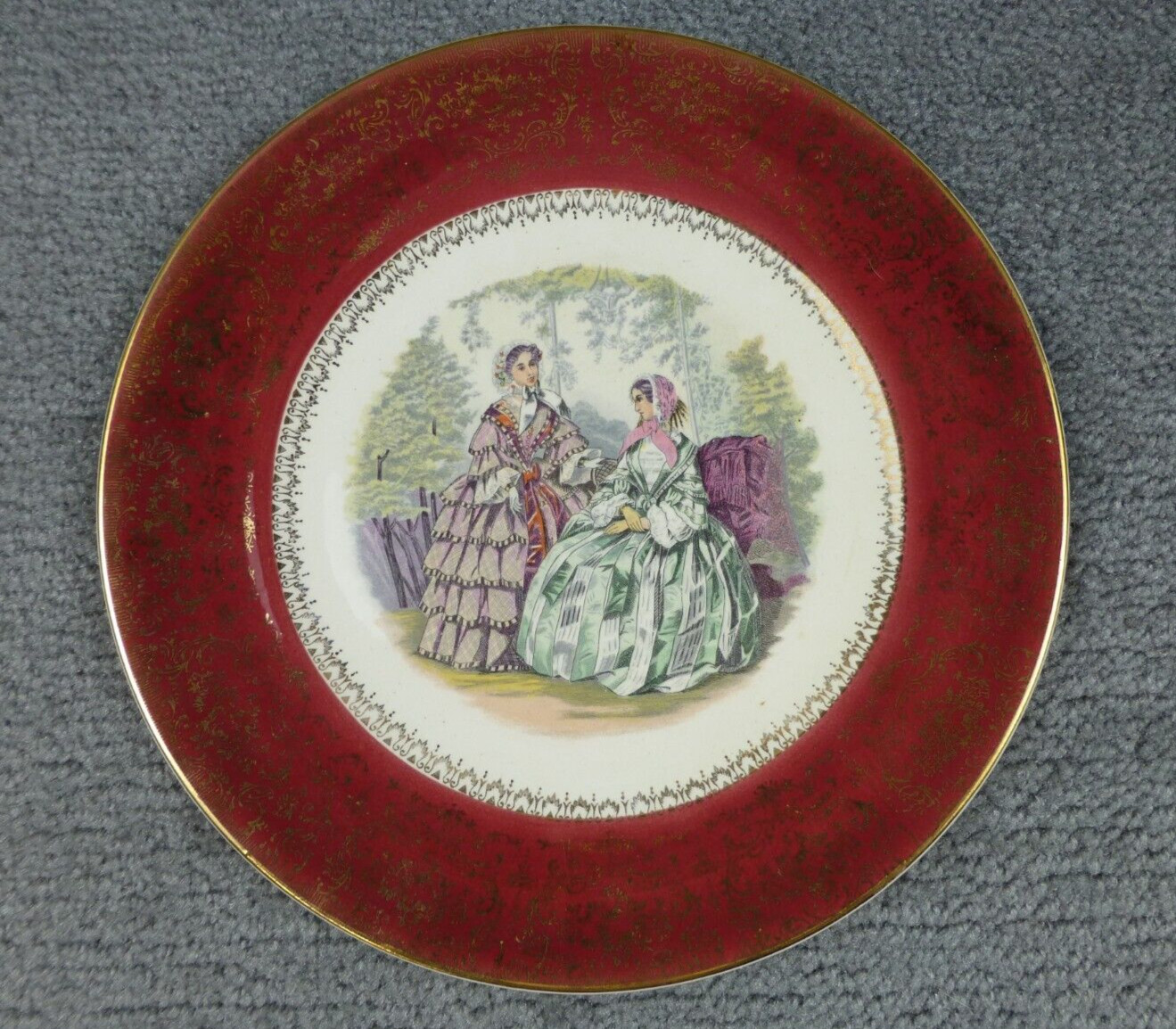 LOT OF 2 Salem 23 Karat Gold Victorian Women Plate 11 inch Made in USA