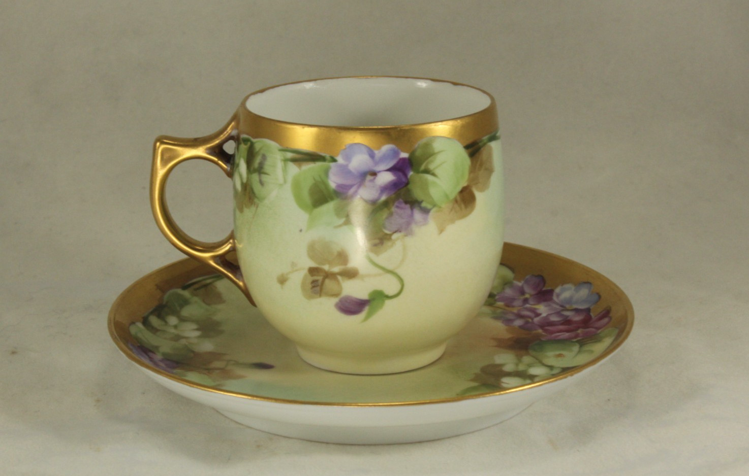 Early 1903 – 1912 Pickard China Violets Small Cup & Saucer Artist Signed H Reury