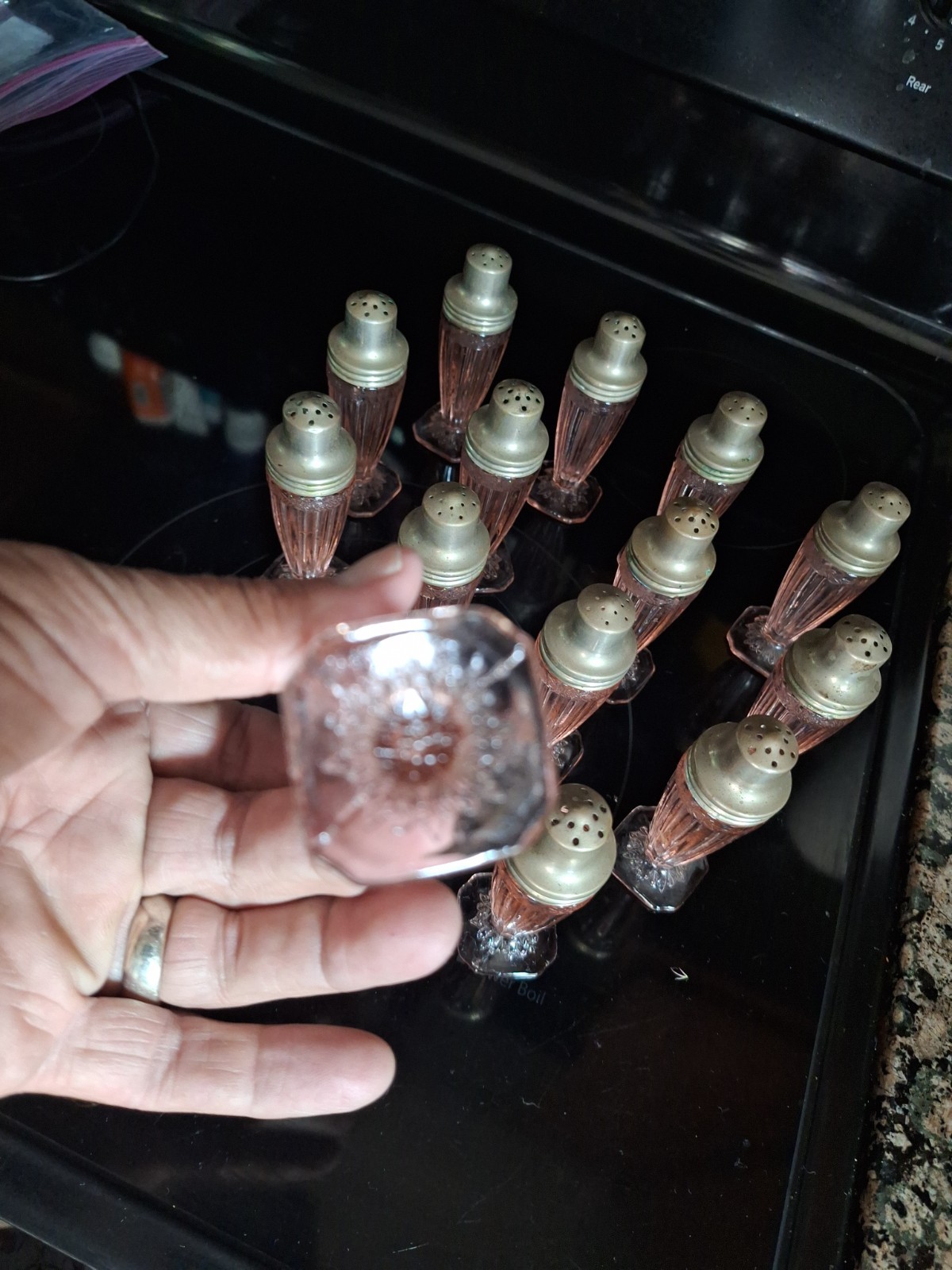 Pair Of Pink Jeanette Adam Depression Glass Salt And Pepper