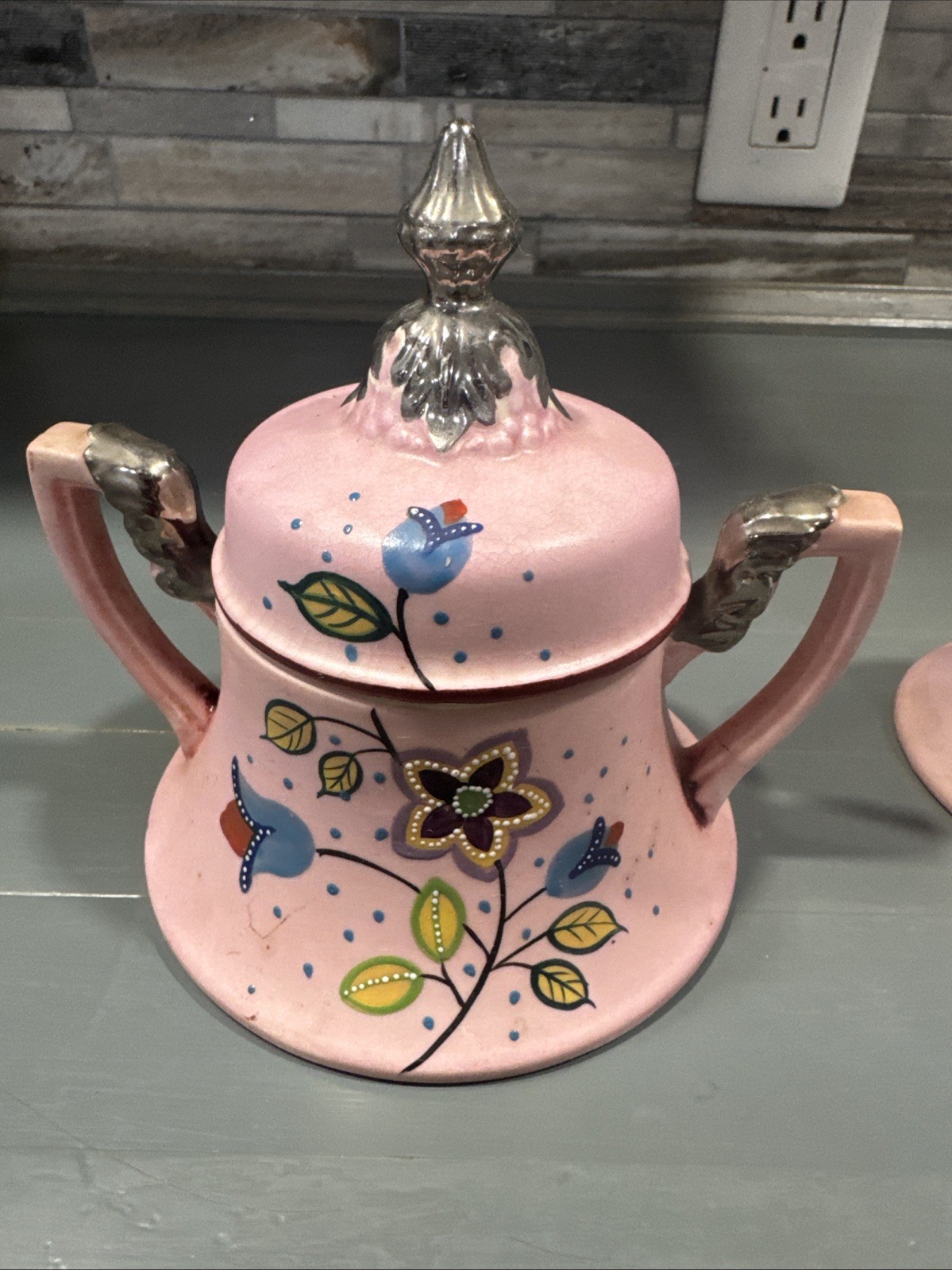 Royal Trico Sugar And Creamer Set Nagoya Japan Pink Art Deco