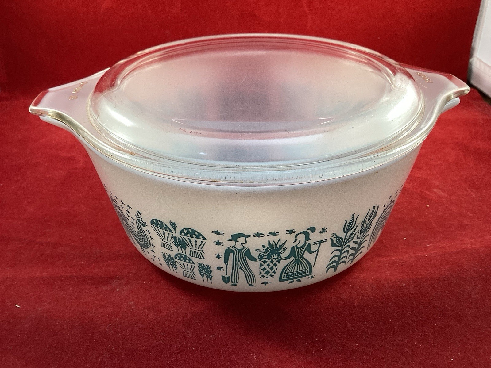 Vintage Pyrex 472-B Early American Teal 1 1/2Pint Covered Casserole W/lid 470-C