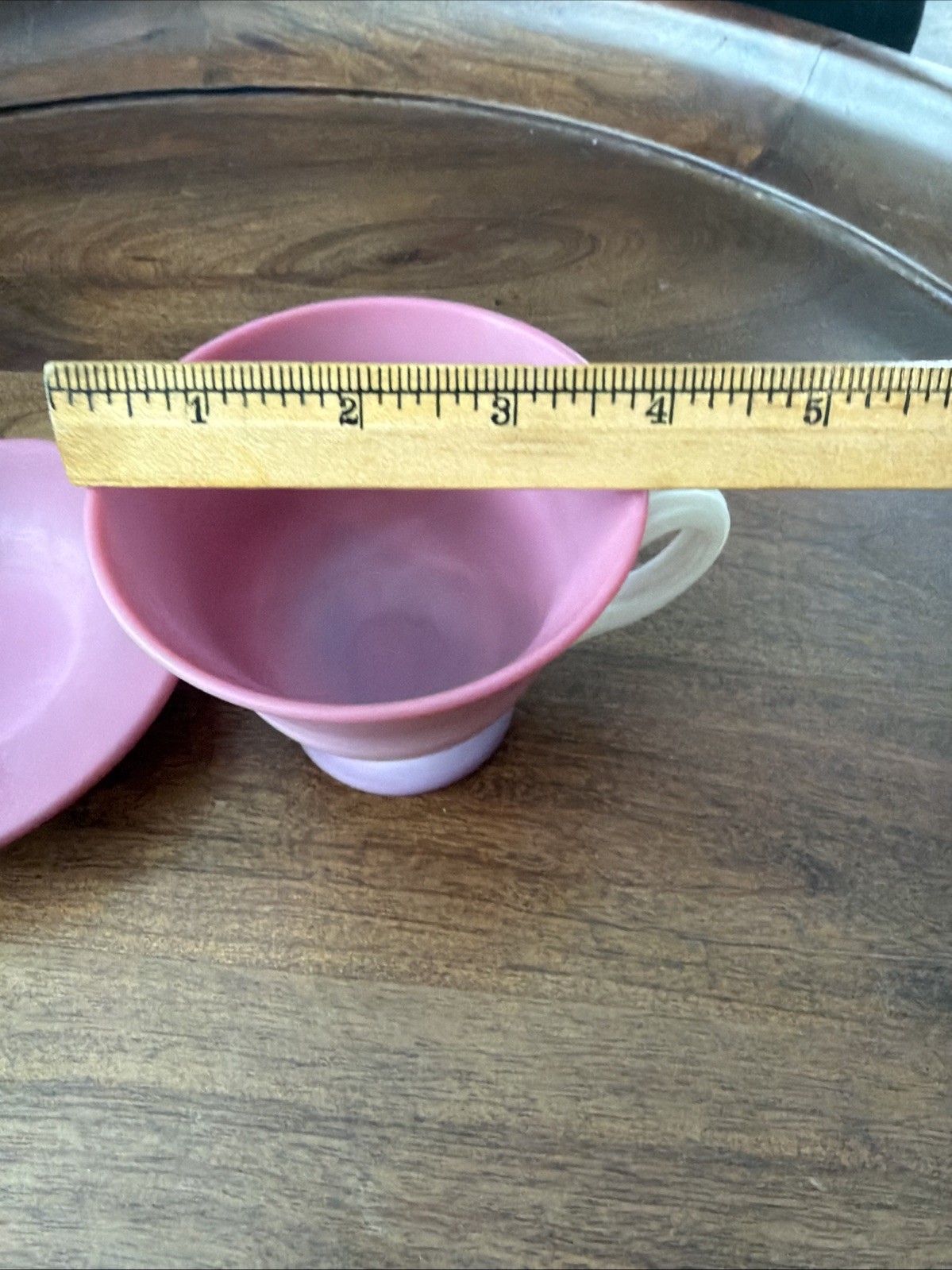 Vintage PINK PAIRPOINT Peach Blow Glass Cup & Saucer Matte Satin Made USA READ