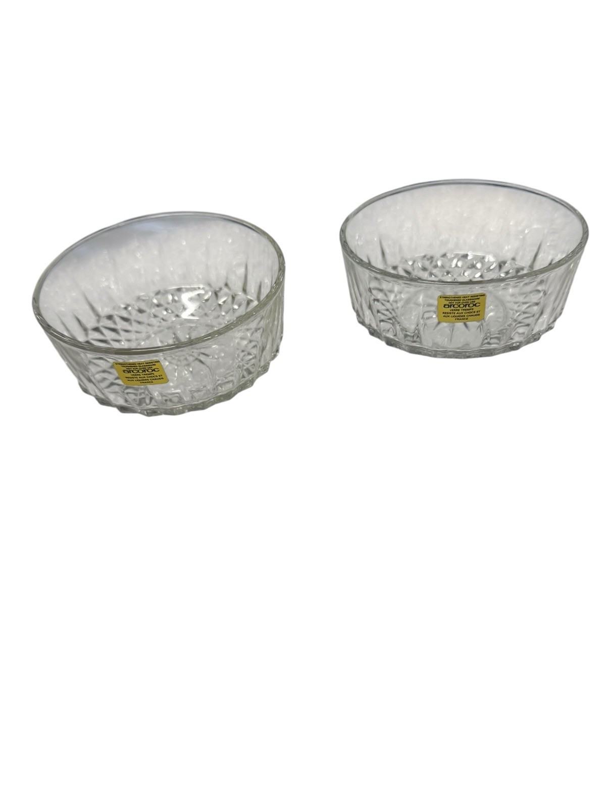 Set Of 5 Vintage Arcoroc France Small Bowl Dessert Fruit Cut Glass Starburst 4”