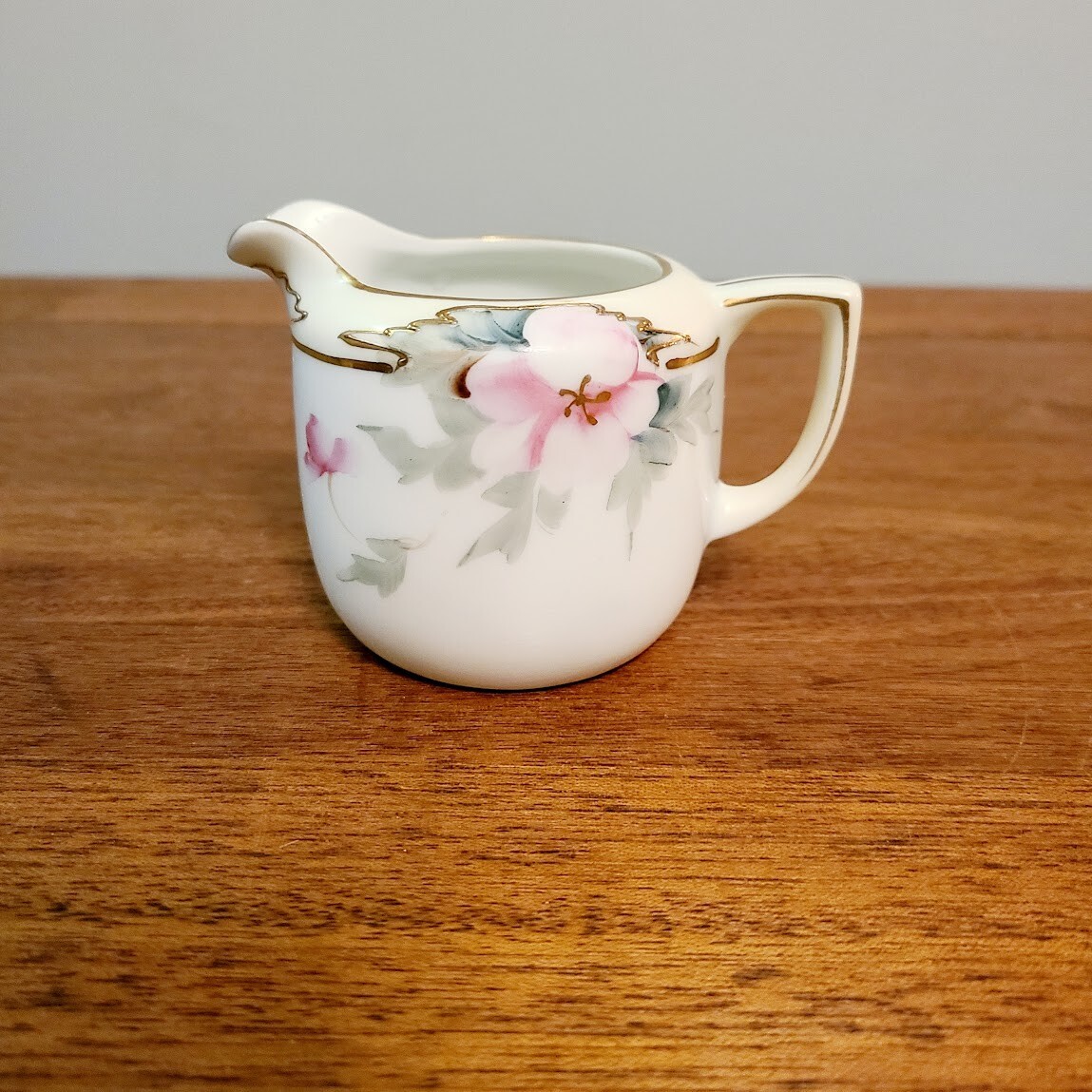 Antique Edwardian White Gold Rimmed w/ Pink, White & Green Floral Nippon Tea Set