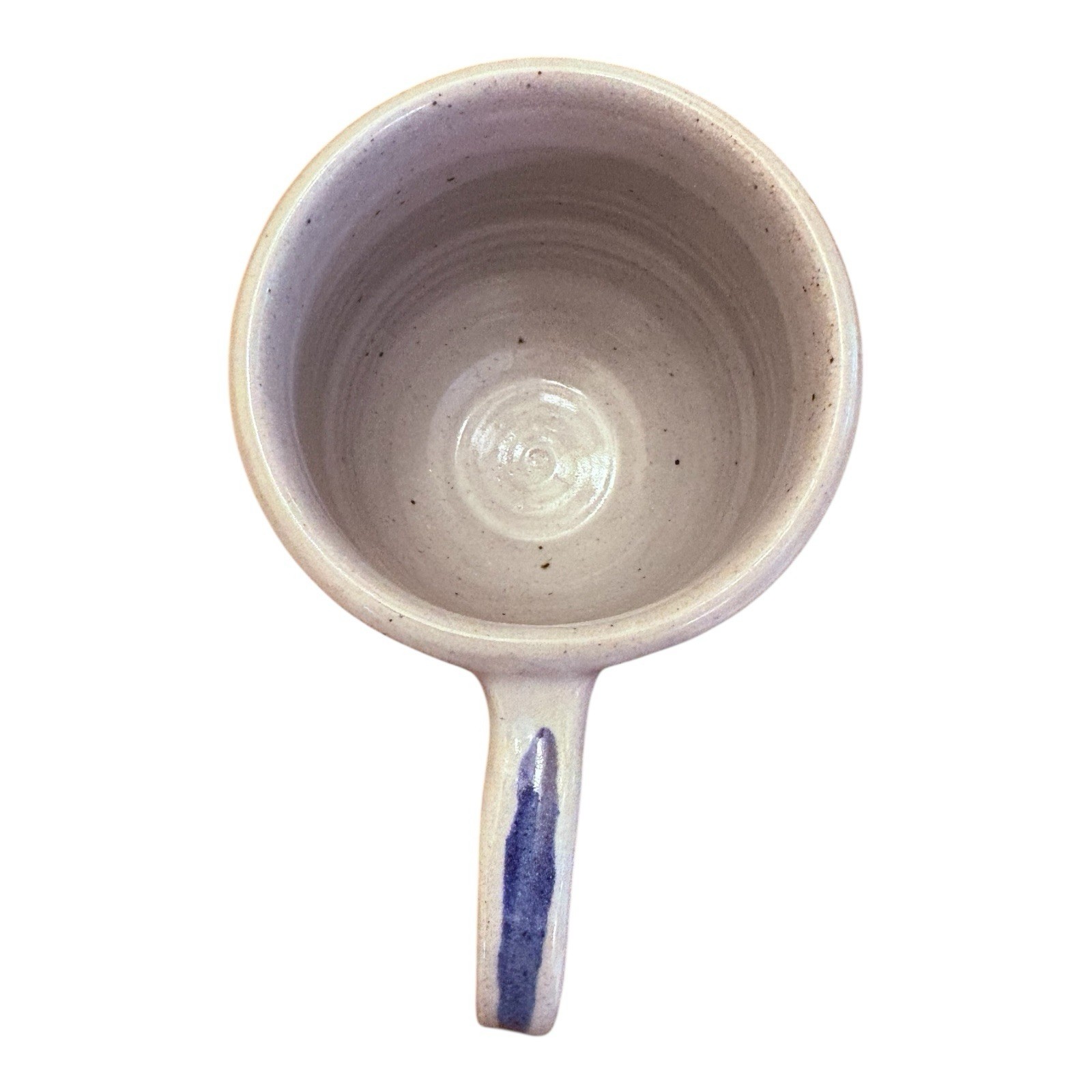 Signed Studio Art Pottery Salt Glazed Mug With Applied Handle *See Ding picture