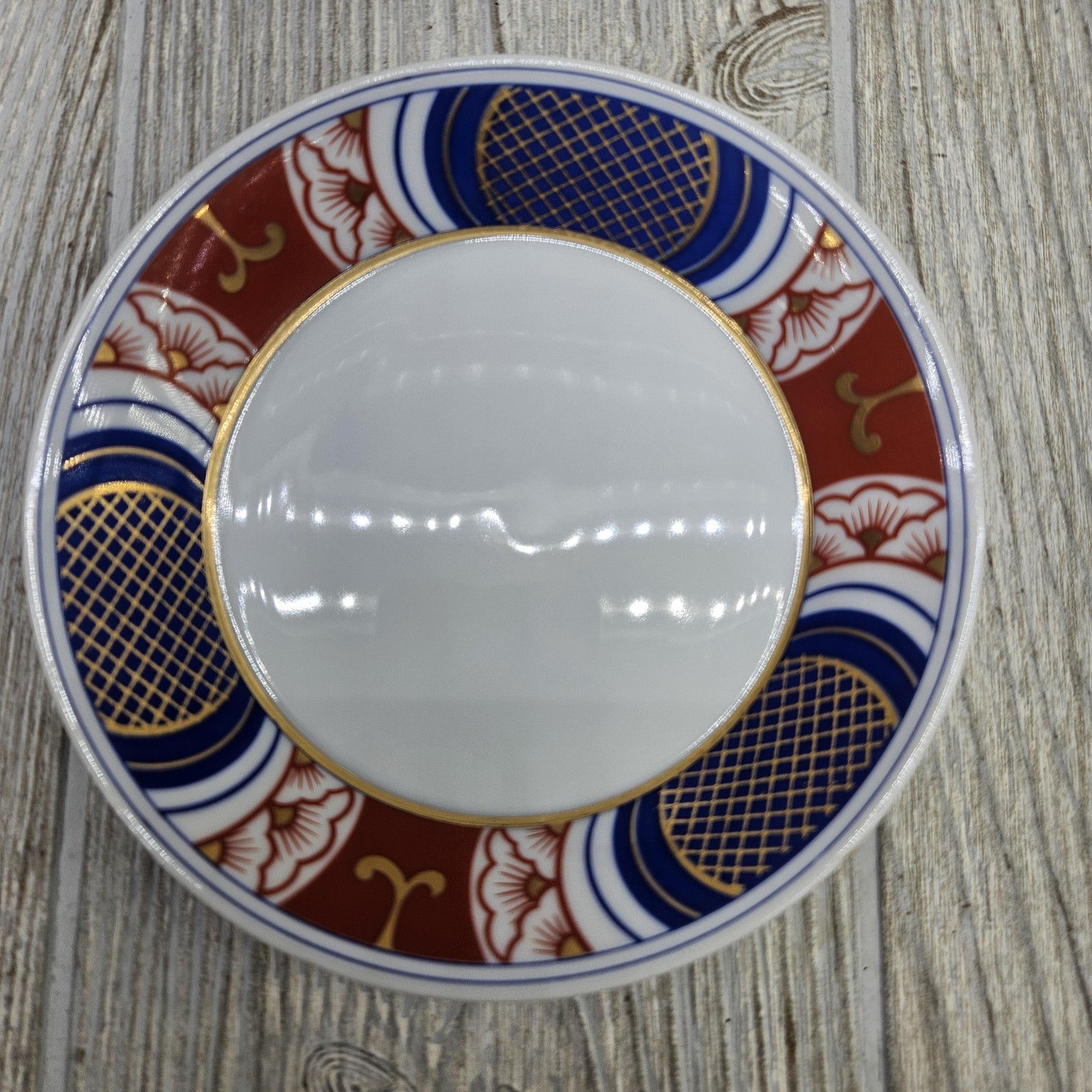 Fitz and Floyd Nishiki Set of 6 Dessert Fruit Sauce Bowls Blue Rust Gold Japan
