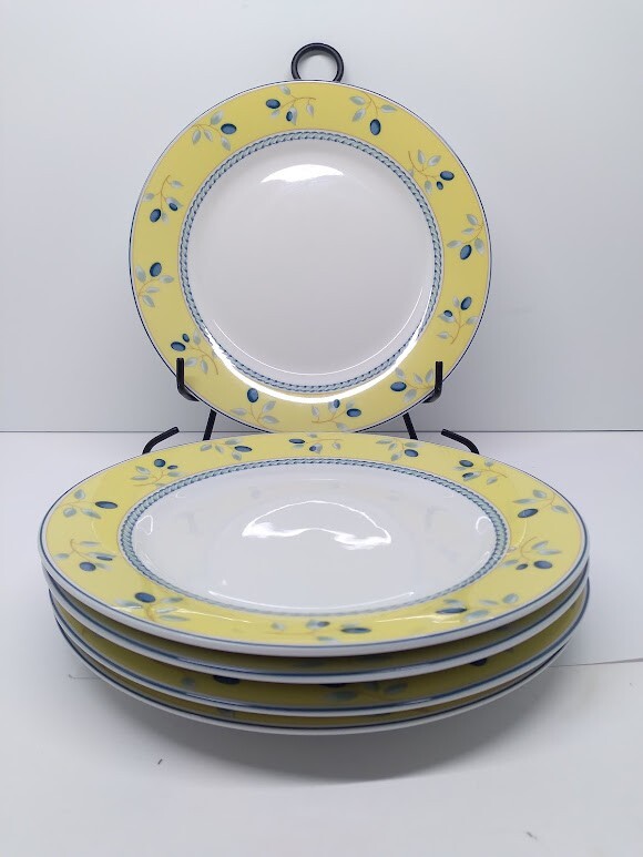 5X Royal Doulton BLUEBERRY Salas Plate 2005 Yellow & Cobalt Blue Set of Five