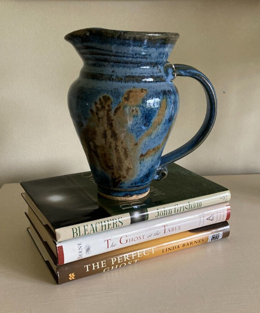 North Carolina Hand Crafted Decorative 7 in. Pitcher Signed Blue Brown Tones