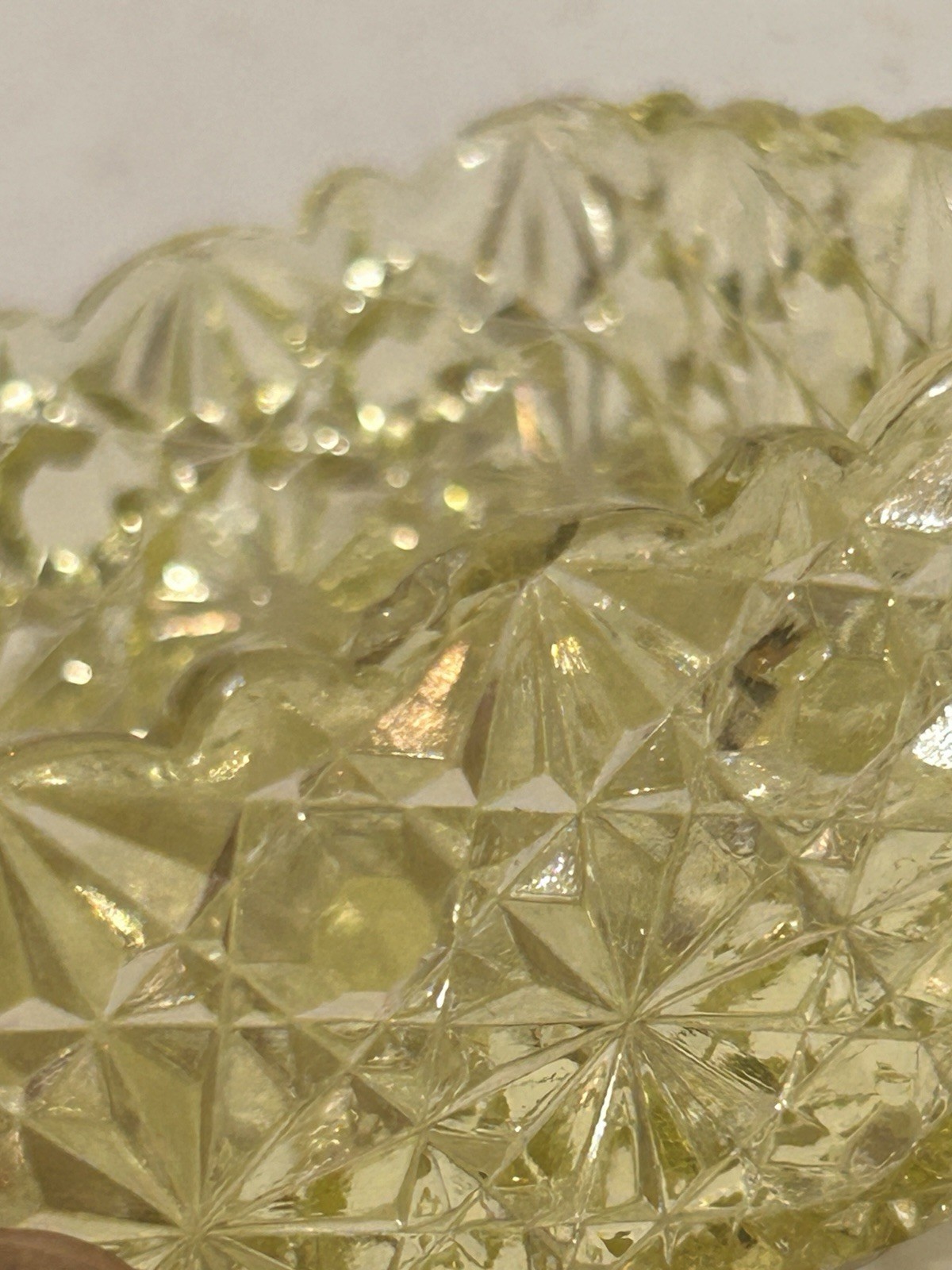 Uranium Vaseline Glass Daisy Button Dish 4 Inch Berry Bowl
