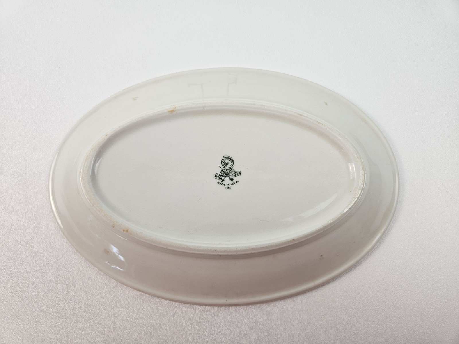 Vtg 10.75×7.25 Oval Warwick Ironstone Serving Platter Silhouette Hunt Scene 1950
