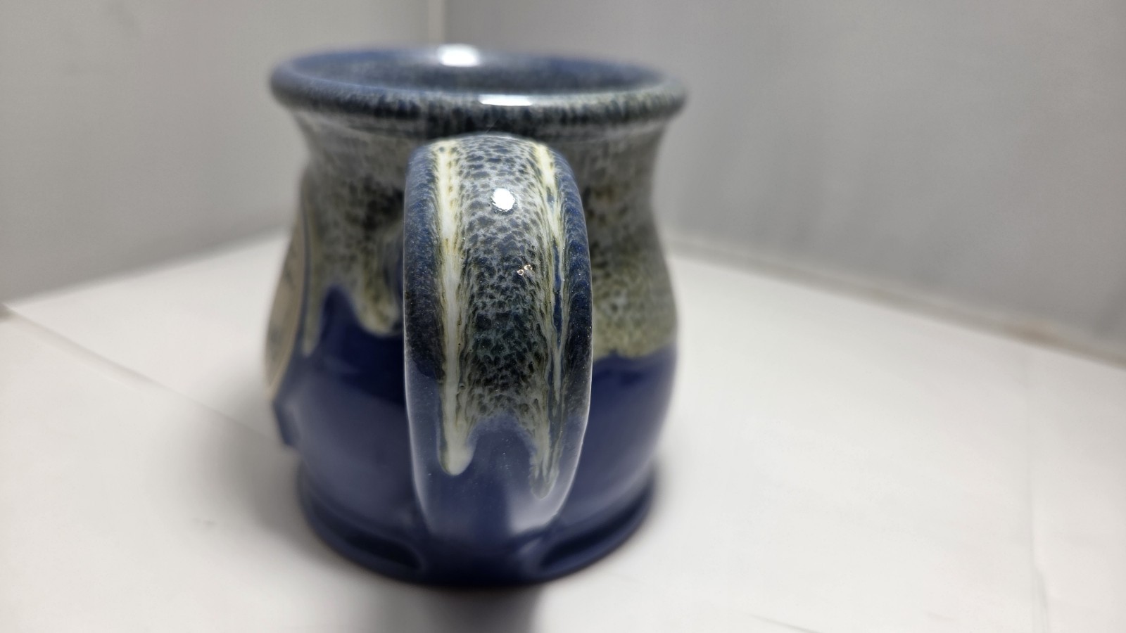 Deneen Pottery Mug Tucker Hill Inn Waitsfield VT Blue Beige Hand Thrown USA