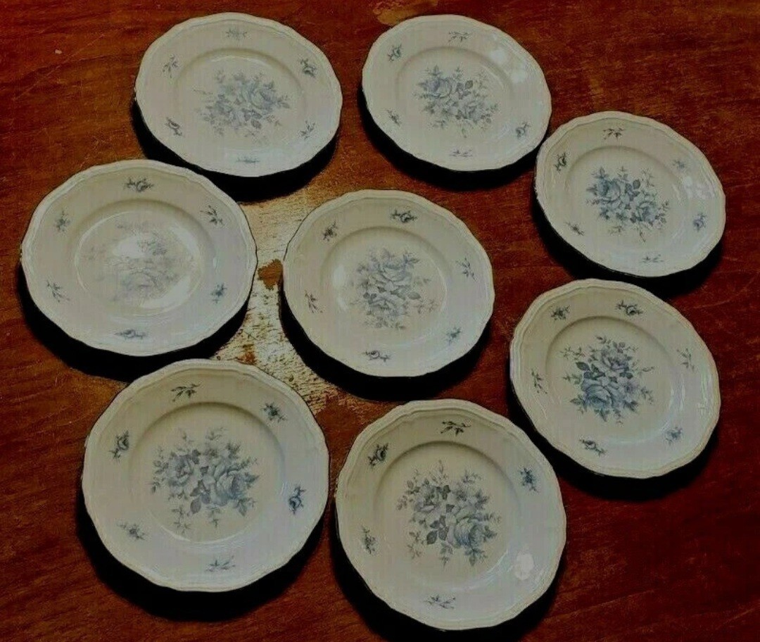 SET OF 8 HAVILAND “ROSAMONDE” CHIPPENDALE BAVARIA GERMANY BREAD PLATES NOS