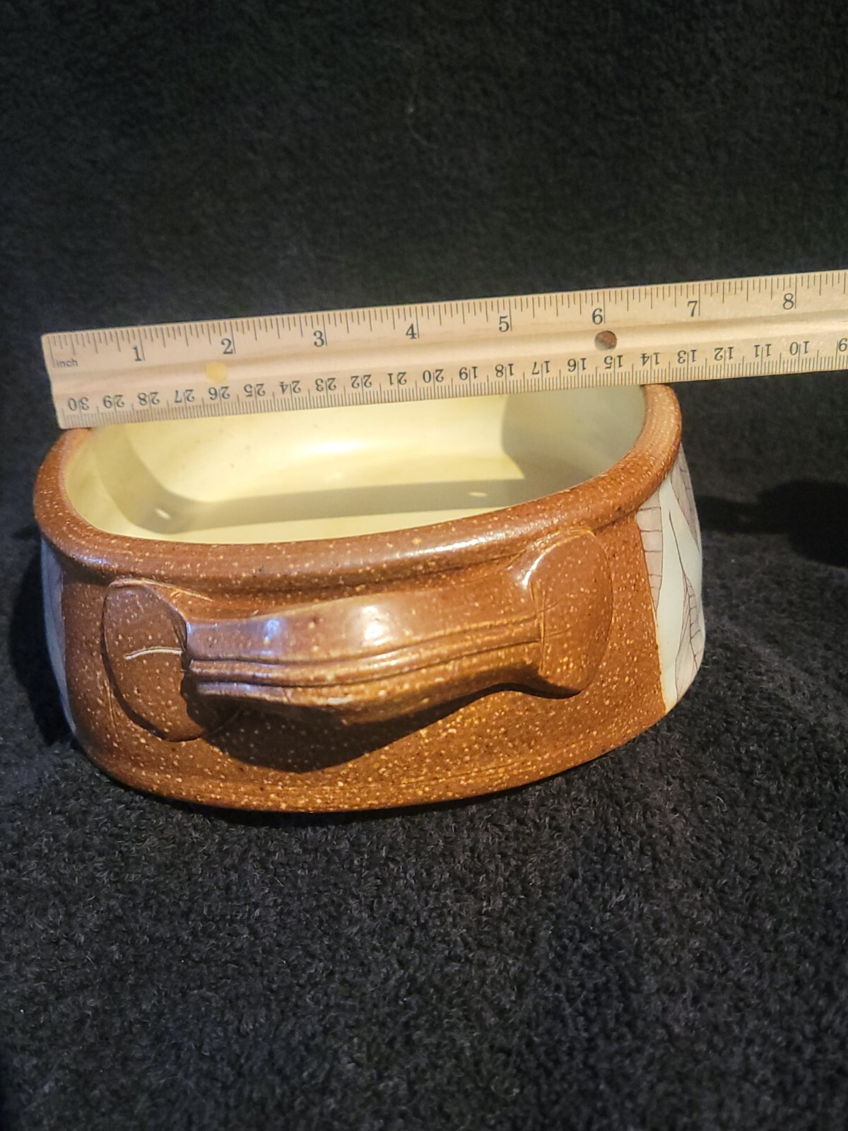 Studio Art Pottery Evelyn Ward North Carolina Dish With Handles Leaf Pattern