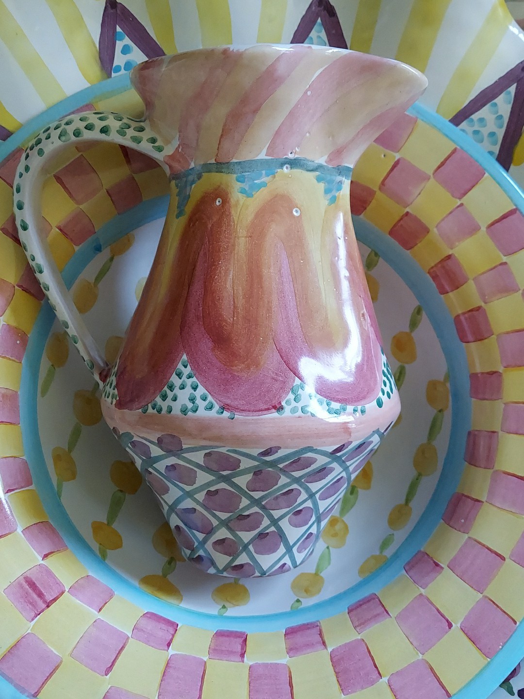 MacKenzie-Childs Keukenhof Ceramic Pitcher 8″