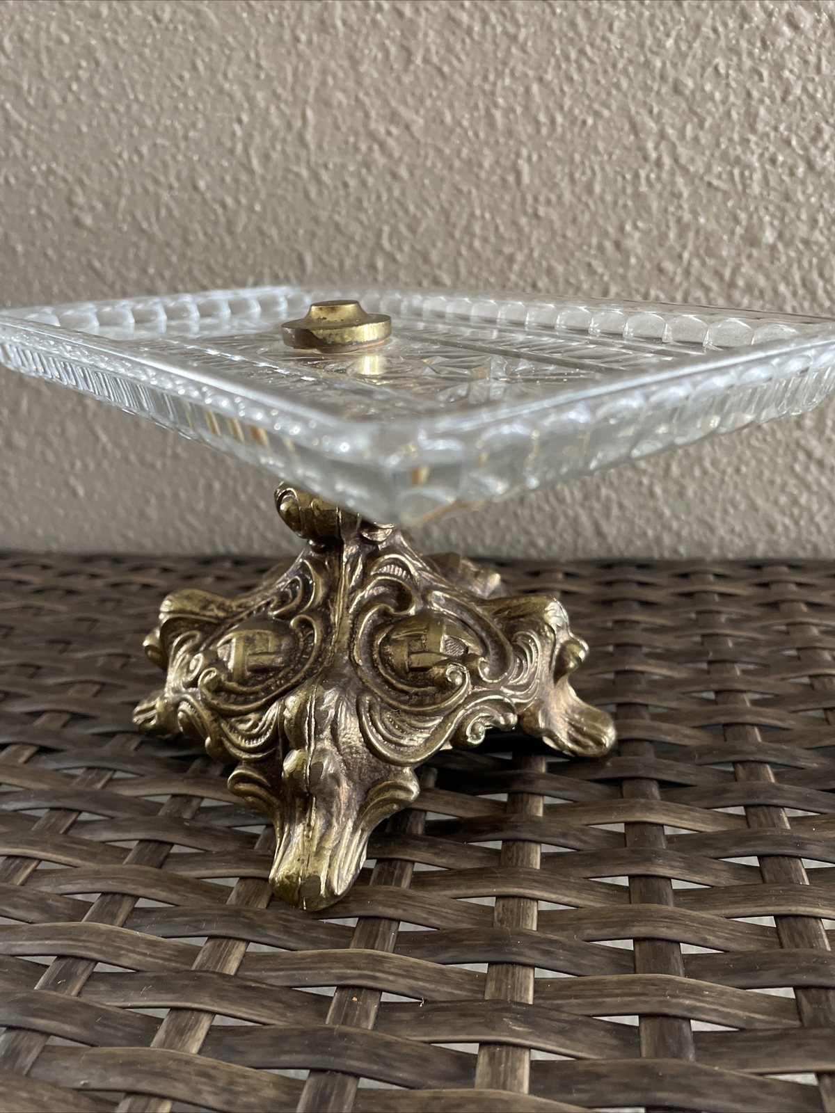 Cut Glass Crystal Burst Pattern Candy Nut, Butters Pedestal ￼Server Dish Tray