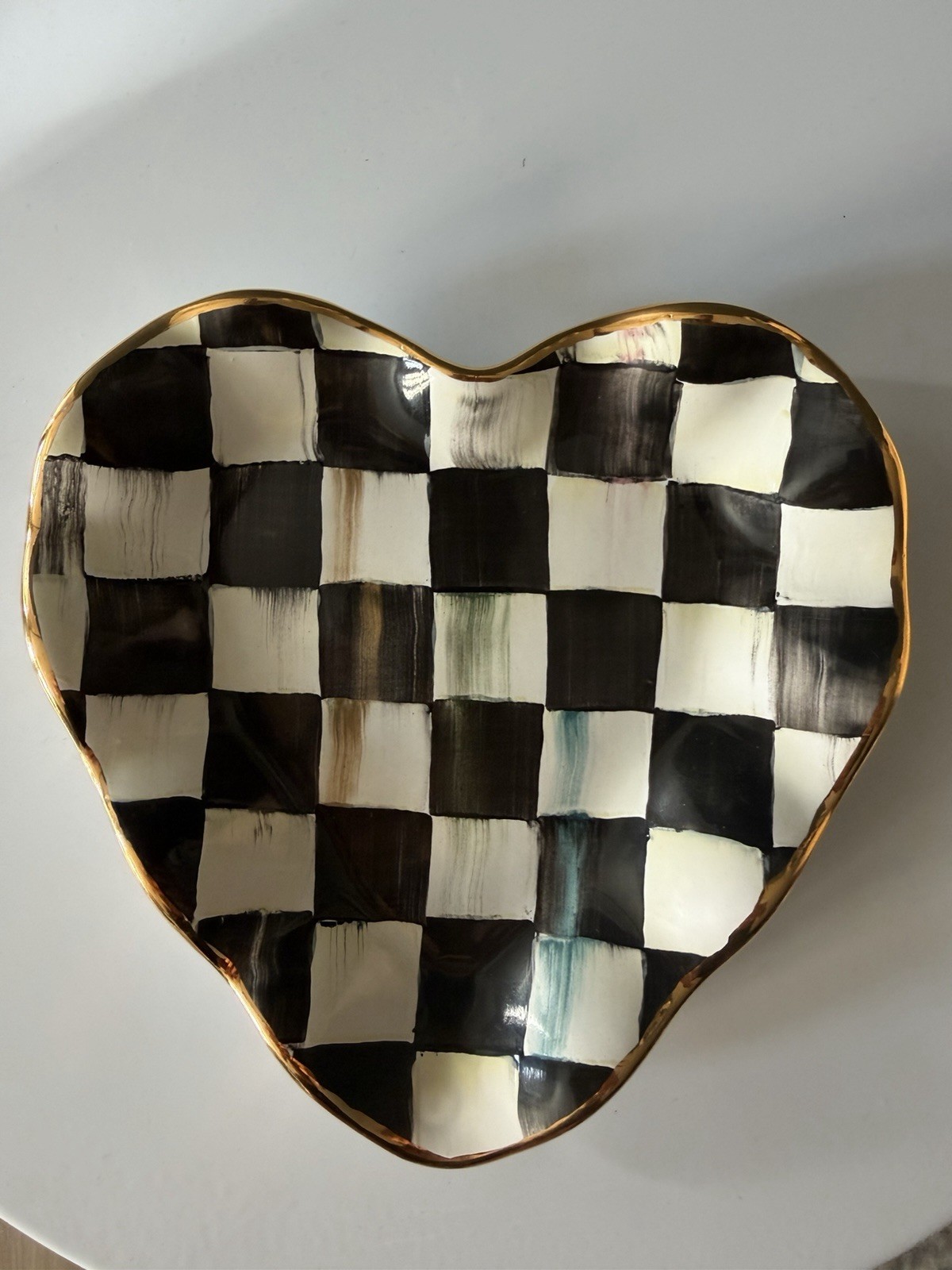 MacKenzie- Childs, Courtly Check Fluted Heart Plate, New