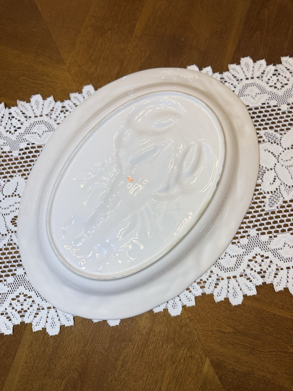 Vintage Lobster Seafood Majolica Style Serving Platter Coastal Wall Hanging
