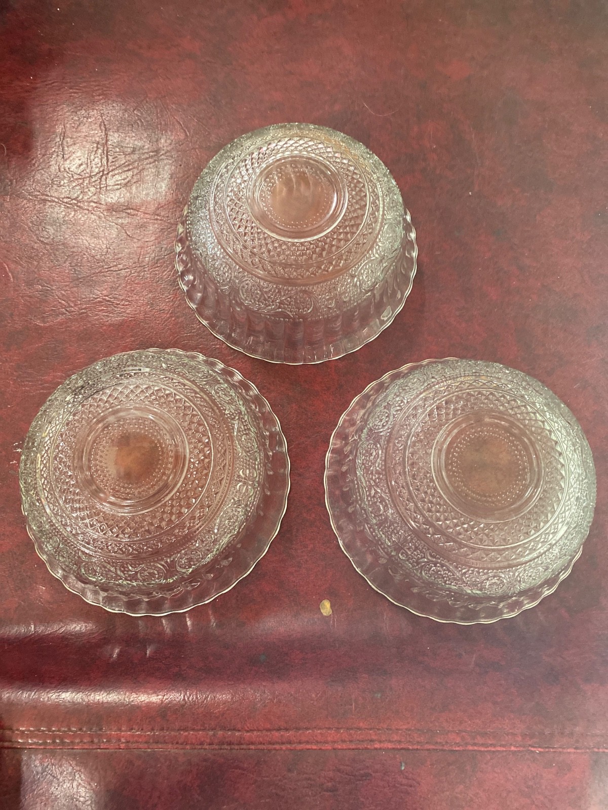 Vintage Bowls Set 3 Sandwich Glass Clear Pressed Glass KIG Malaysia
