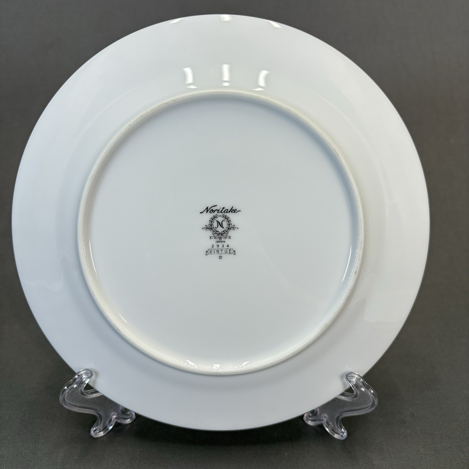 Noritake Virtue Salad Plates 8 1/4″ Set of 4 White Blue Roses Platinum Trim