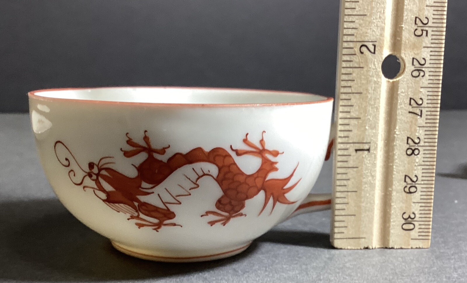 2 FREIBERGER Red Dragon porzellan Porcelain Demi Tasse 2 Cups & 2Saucers Germany