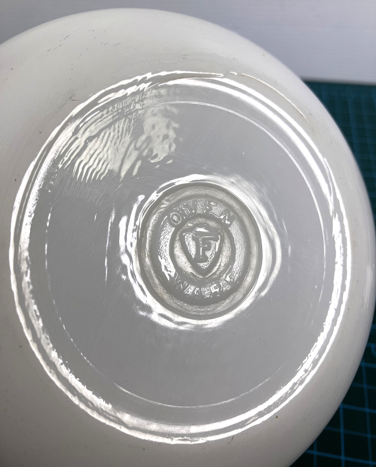 Vintage Fire King Oven Ware milk White Large Mixing Bowl 9” in Diameter glass