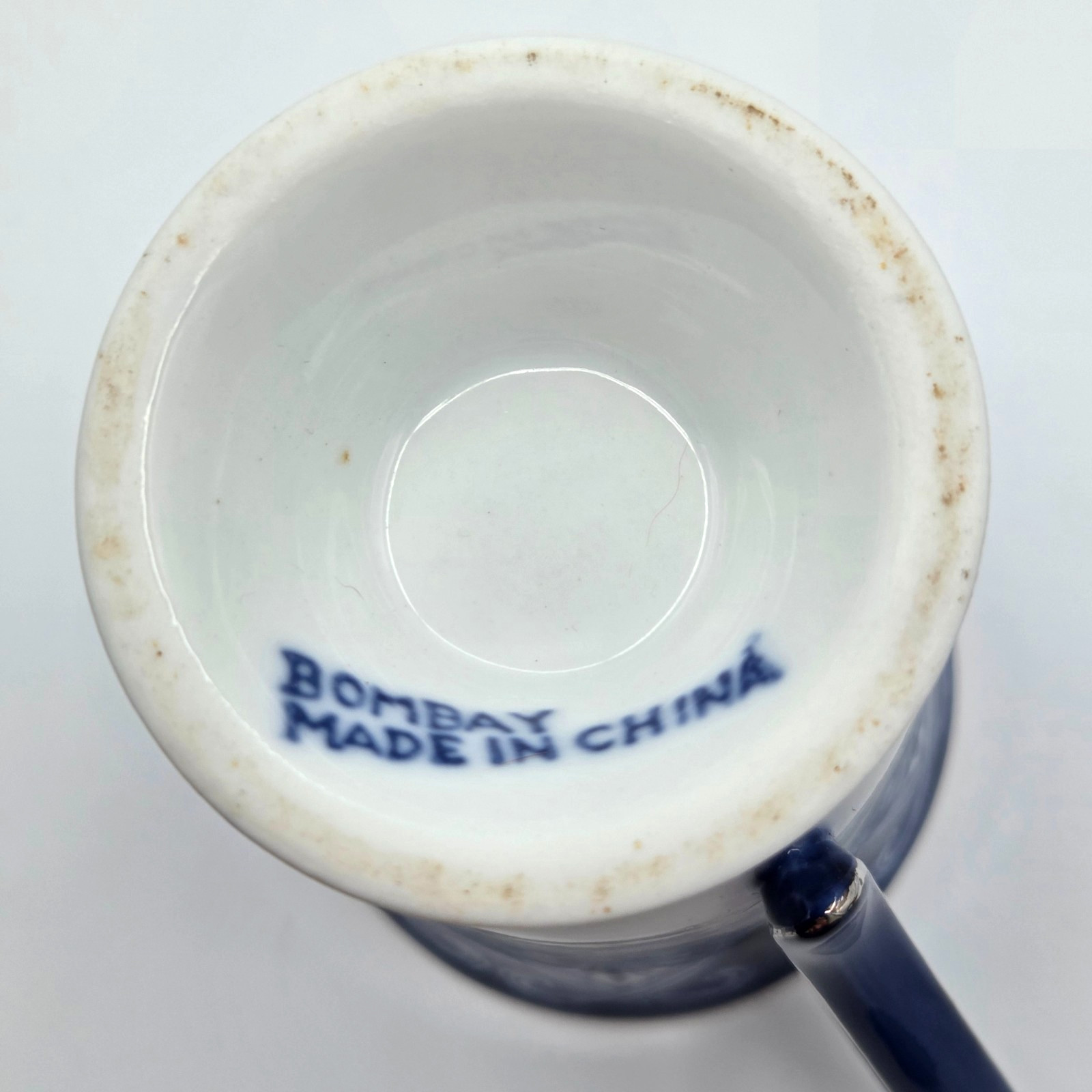 Bombay Arabesque Tile 4.5″ Footed Blue White Platinum Trim Tea Cup