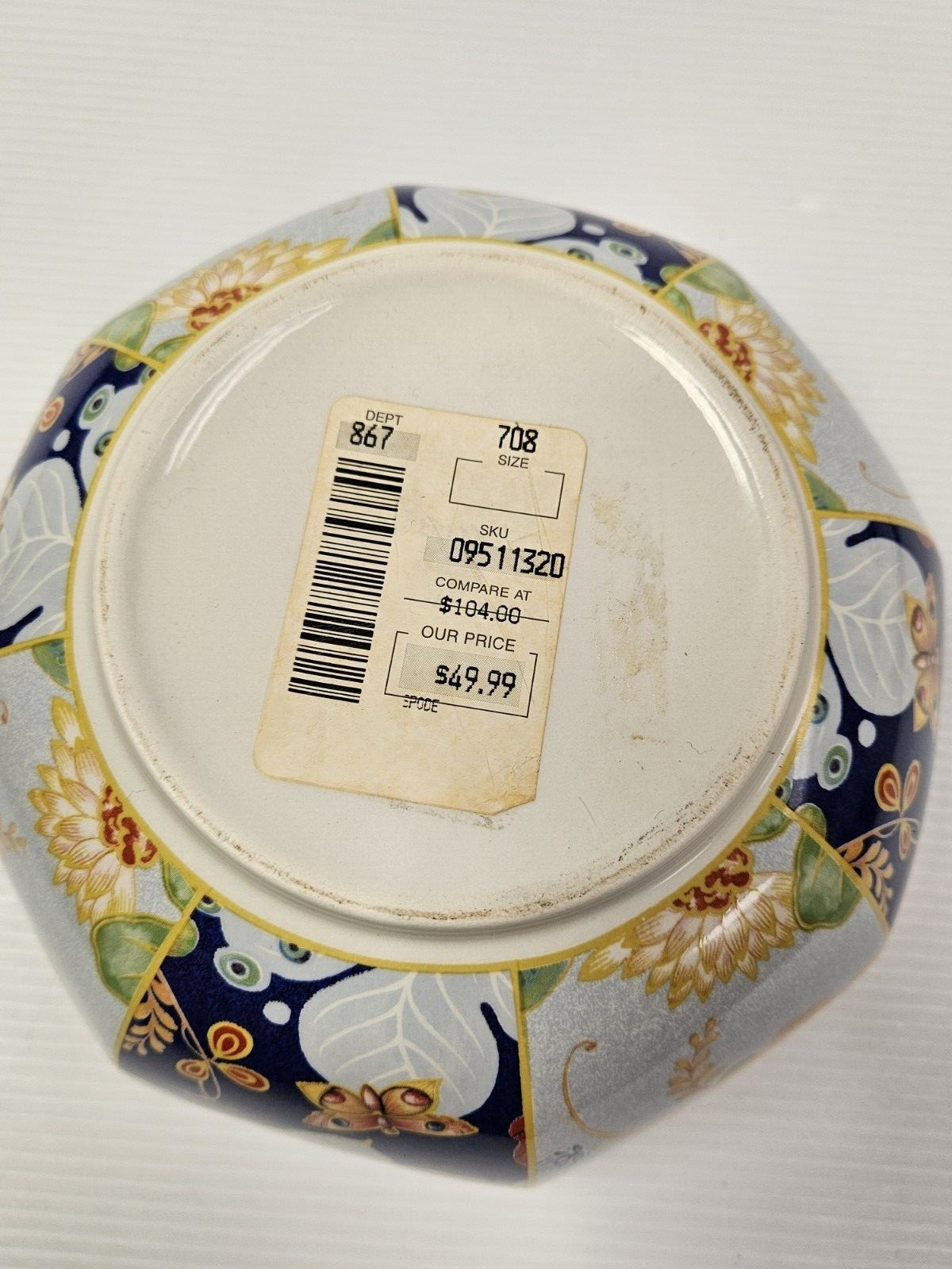 Spode Summer Java 7″ Serving Octagonal Bowl #F1994 with Birds Flowers 7″Wx3.5″H