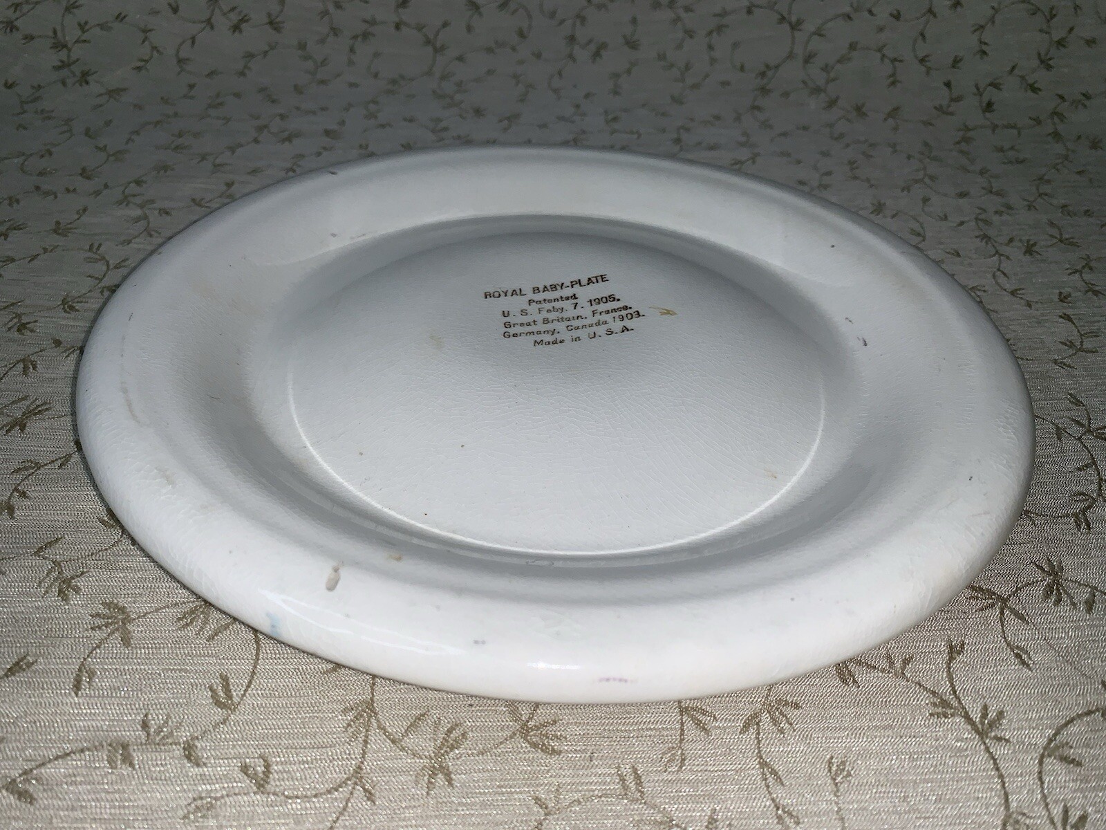 Antique Royal Baby Plate Bowl PAT. U.S. FEB 7, 1905 Two Dutch Girls Vintage