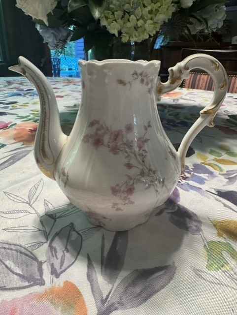 Vintage Limoges Style Porcelain Coffee Pot – missing top