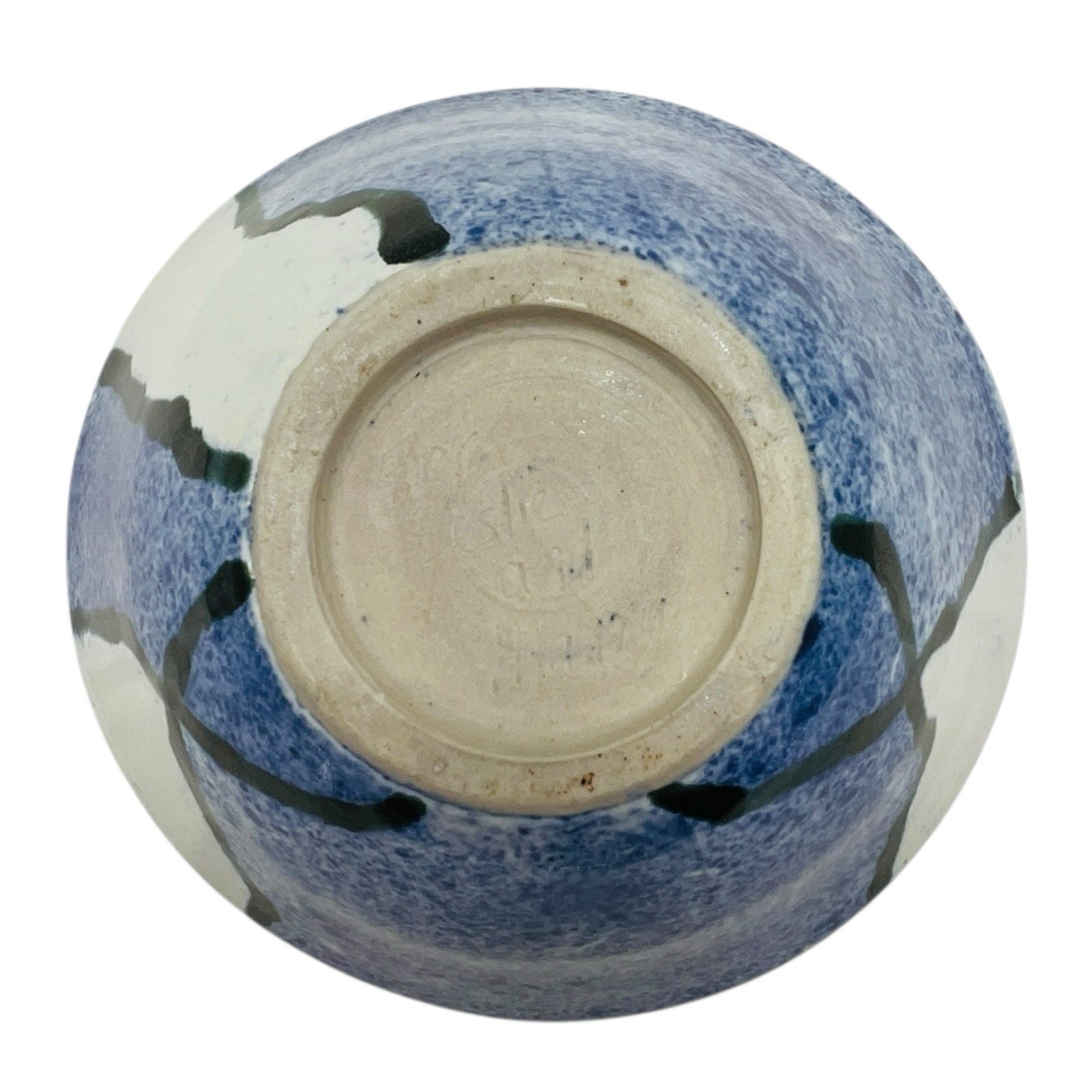 VTG Studio Art Pottery Bowl Grey Blue Speckled Geometric Abstract 7.5” Serving