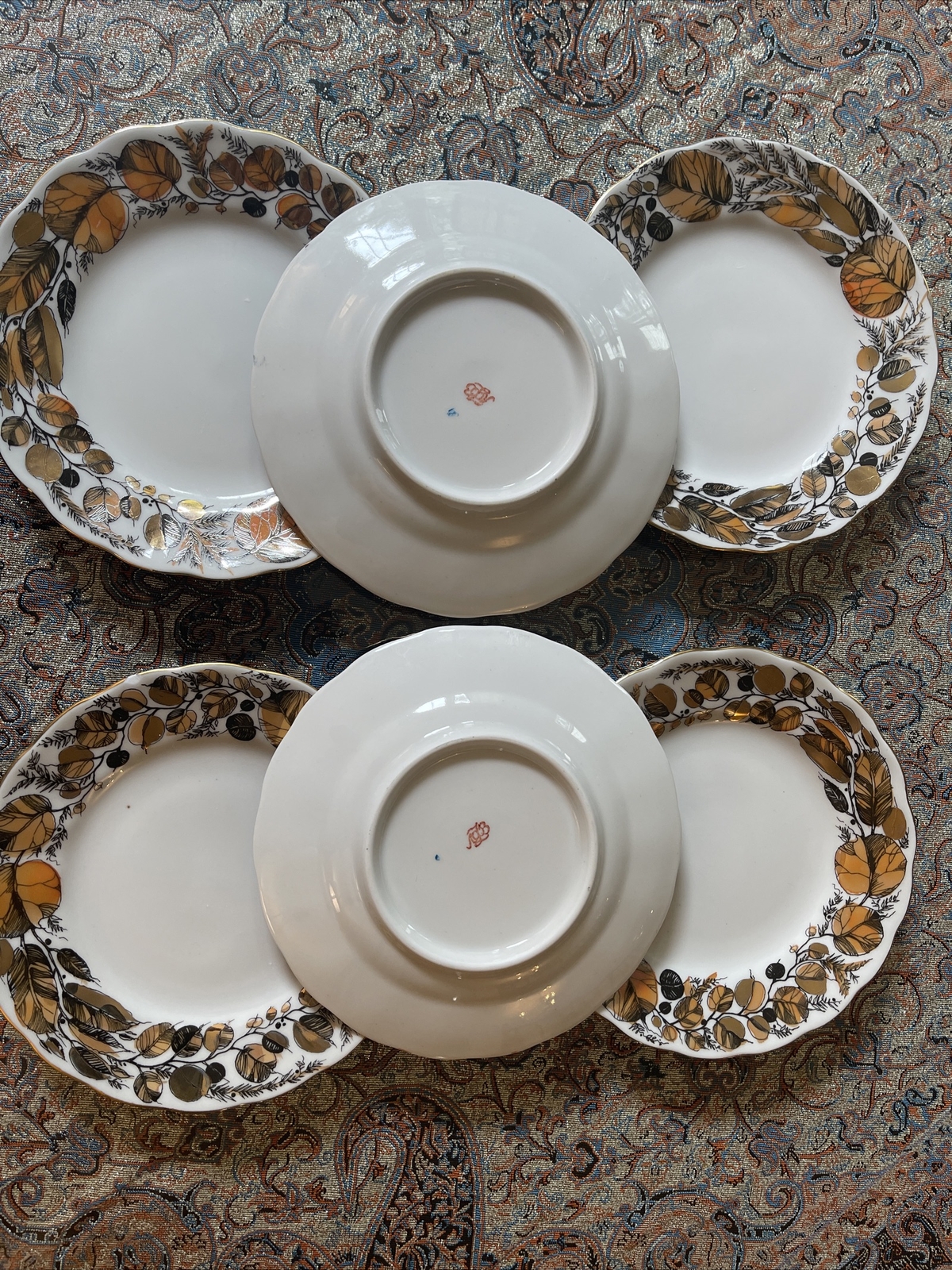 8x Imperial Russian Porcelain Lomonosov Desert Plate Set MY GARDEN 22 Gold