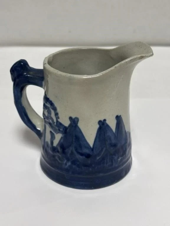 Antique Old Sleepy Eye Creamer Pitcher 4” Tall Unmarked, excellent condition