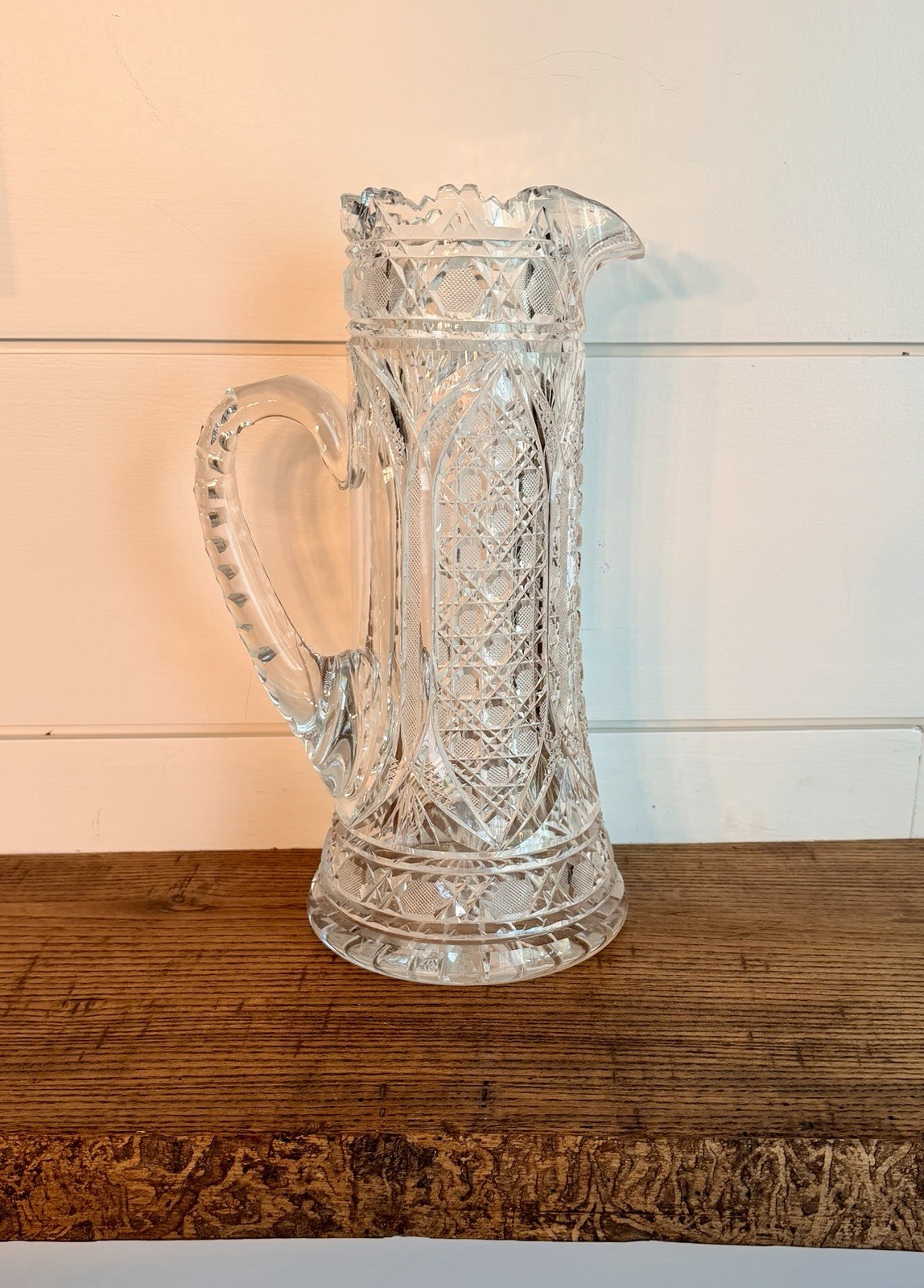 ABP American Brilliant Cut Glass Champagne Pitcher by F. X. Parsche-C. 1895-1910