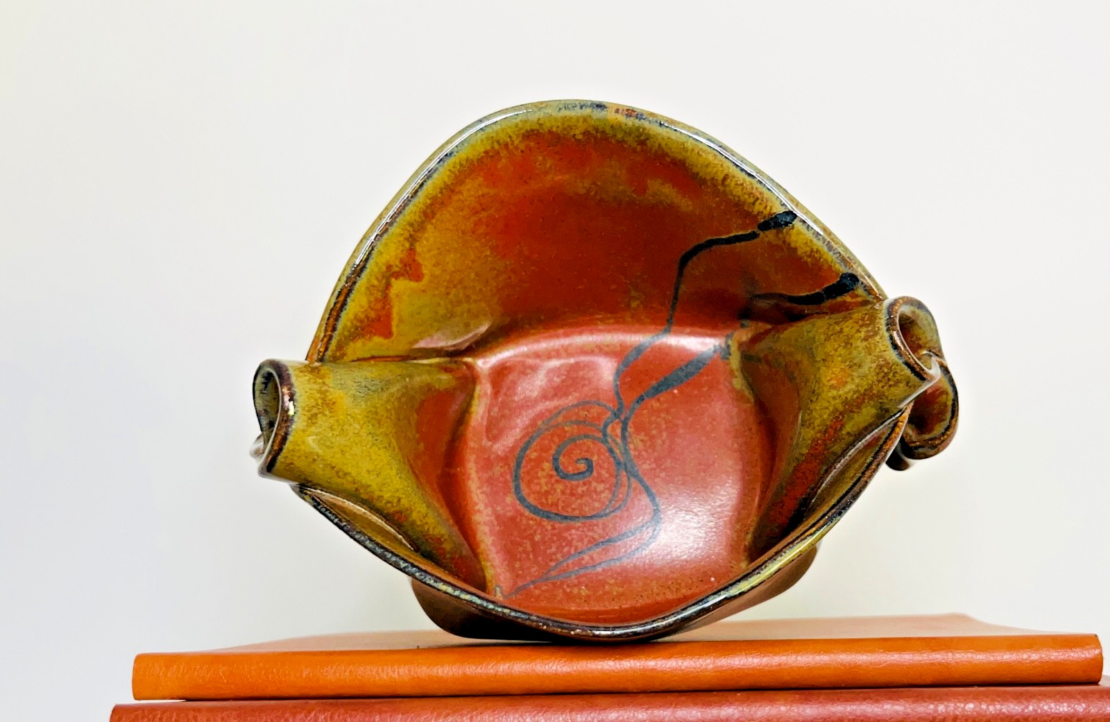 2.75-Inch Canadian 1970’s Art Pottery Bowl Folded Glazed Signed